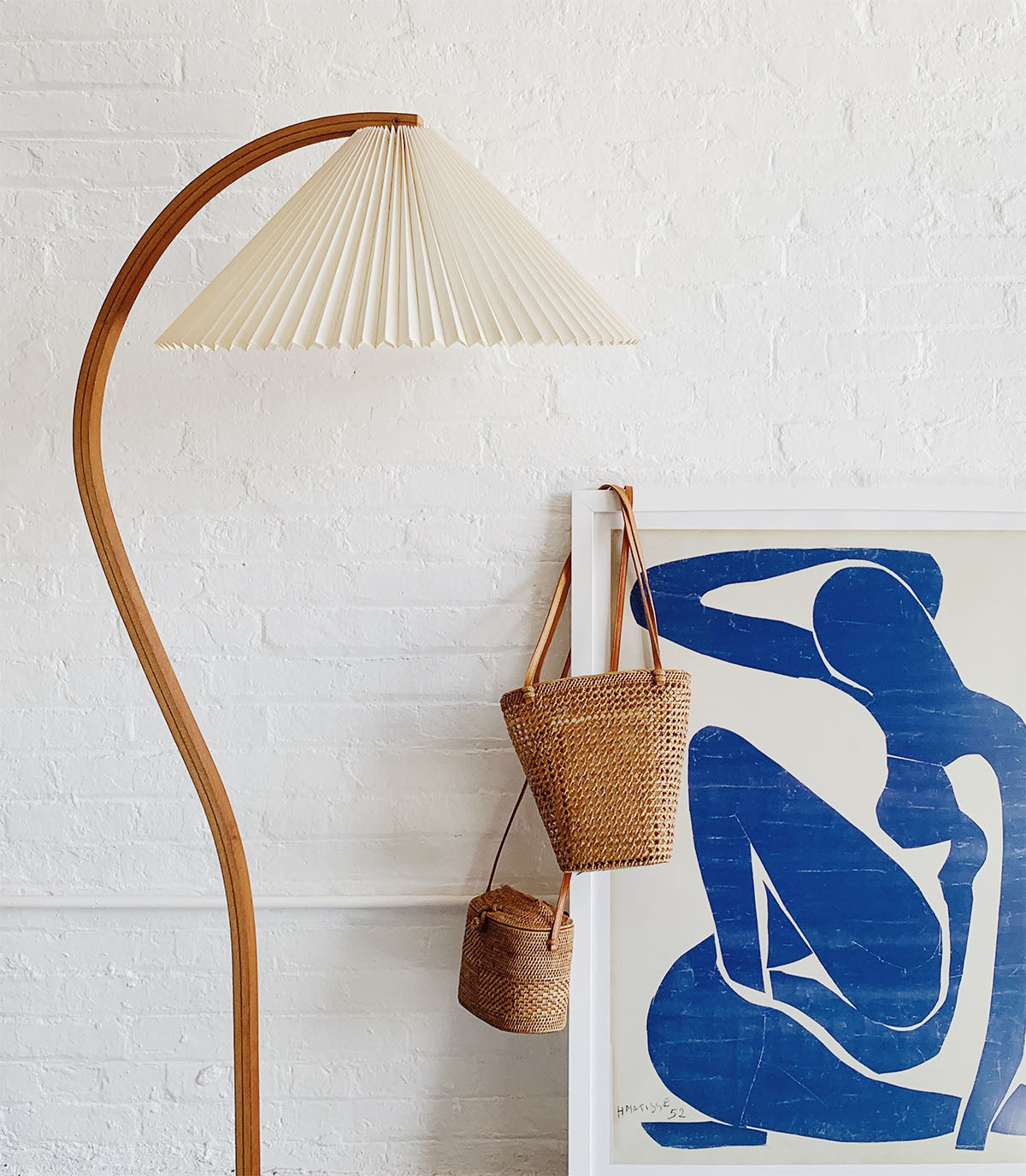 Linden Scandinavian Beechwood and Iron Floor Lamp for Living Rooms