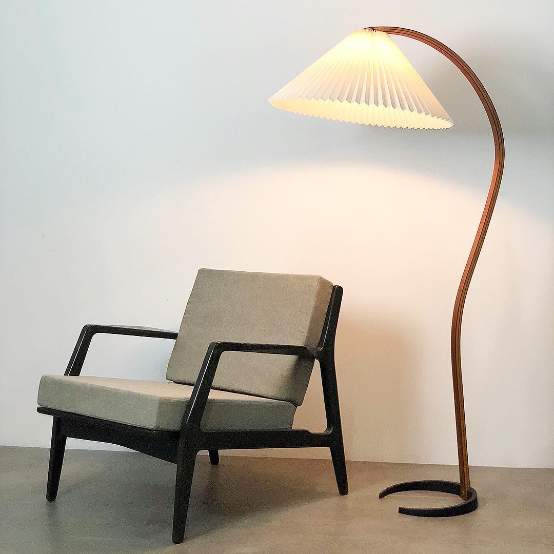 Linden Scandinavian Beechwood and Iron Floor Lamp for Living Rooms