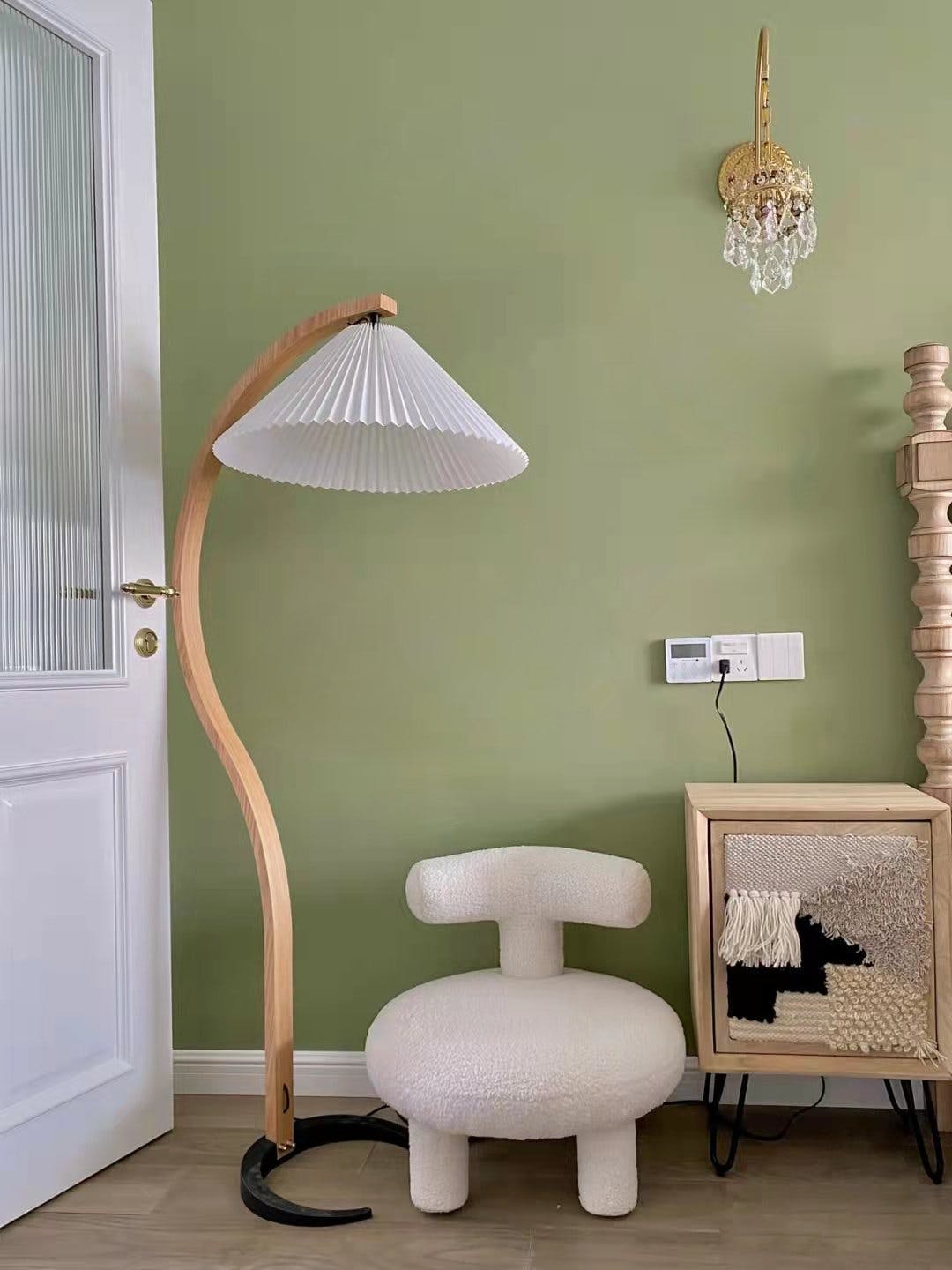 Linden Scandinavian Beechwood and Iron Floor Lamp for Living Rooms