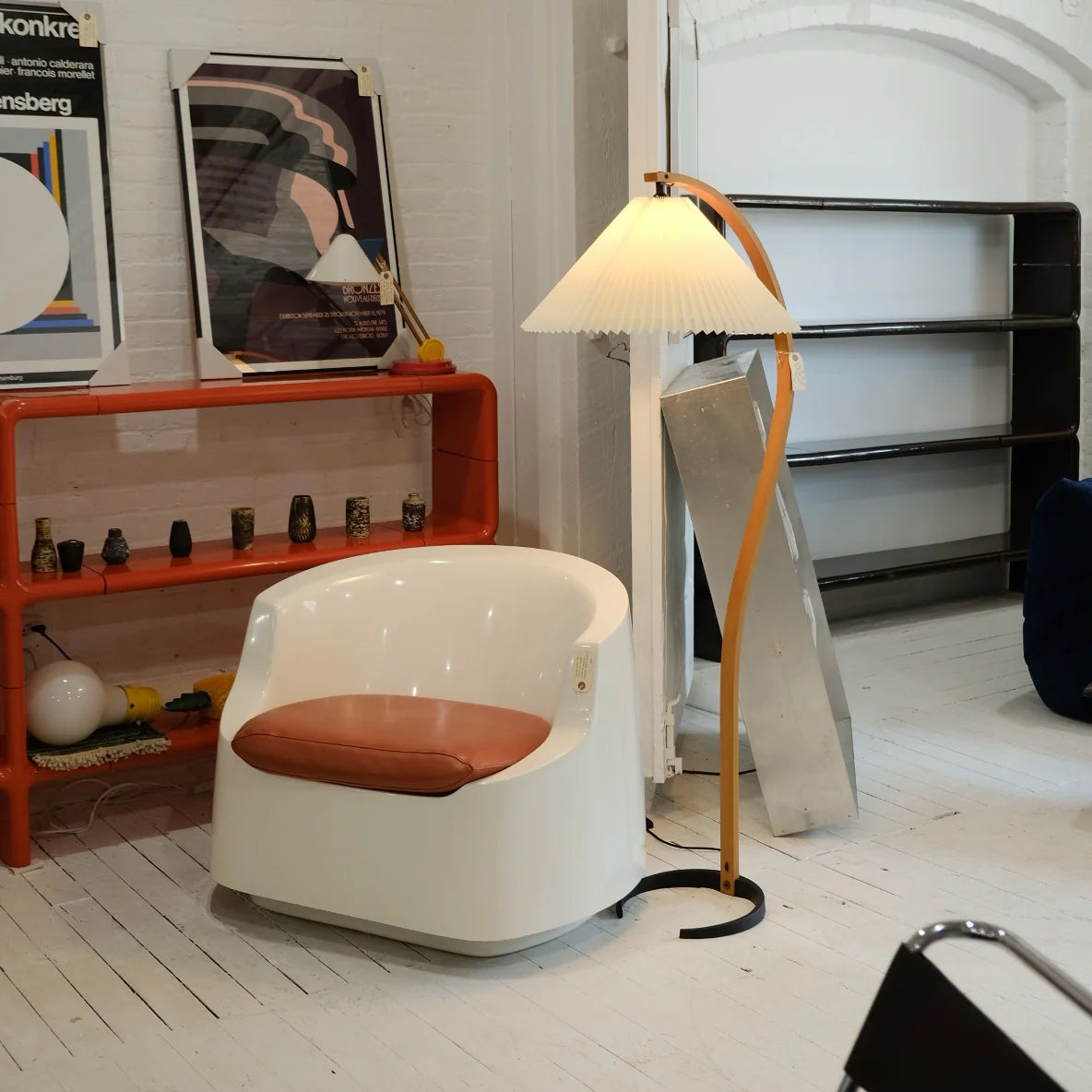 Linden Scandinavian Beechwood and Iron Floor Lamp for Living Rooms