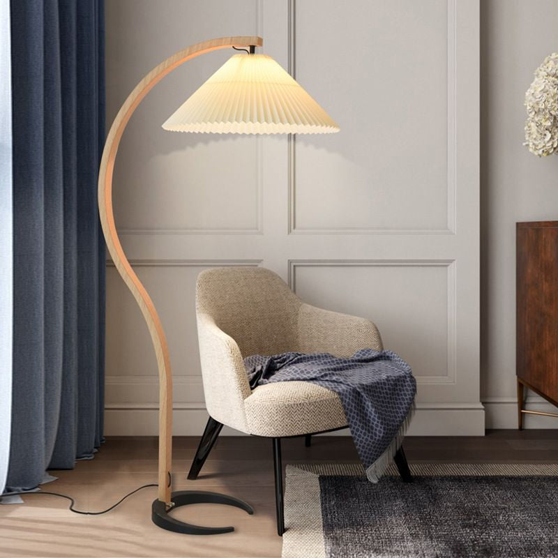 Linden Scandinavian Beechwood and Iron Floor Lamp for Living Rooms