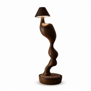Fen Hand Carved Wood Cordless Table Lamp with Touch Dimmer for Bedside