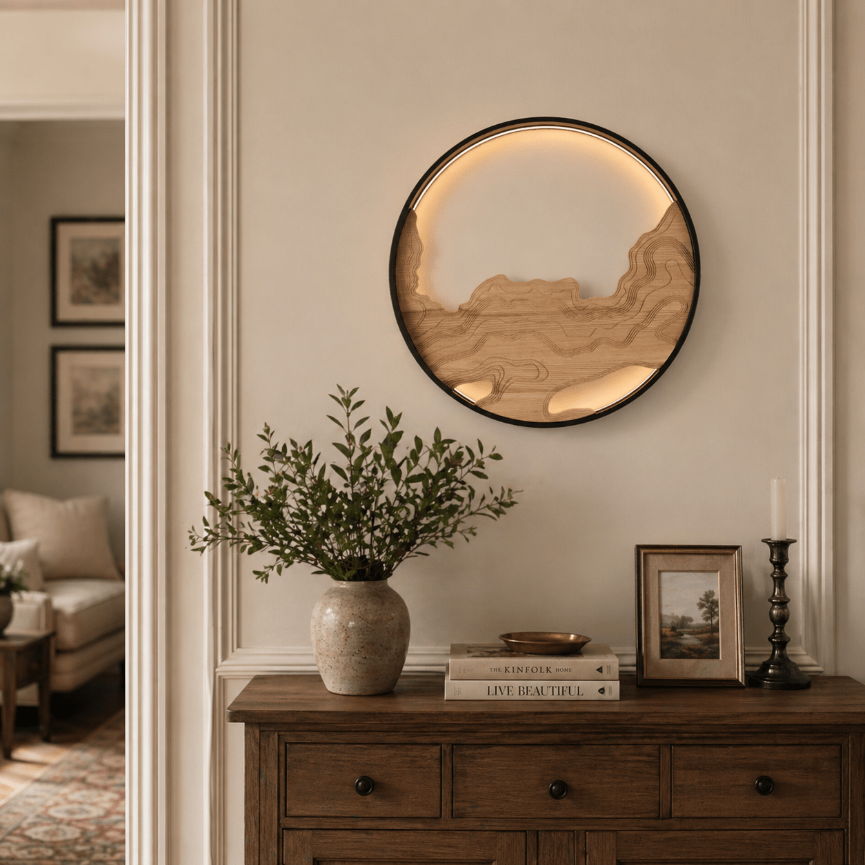 Terrain Modern Wood LED Wall Light for Living Room & Hallway