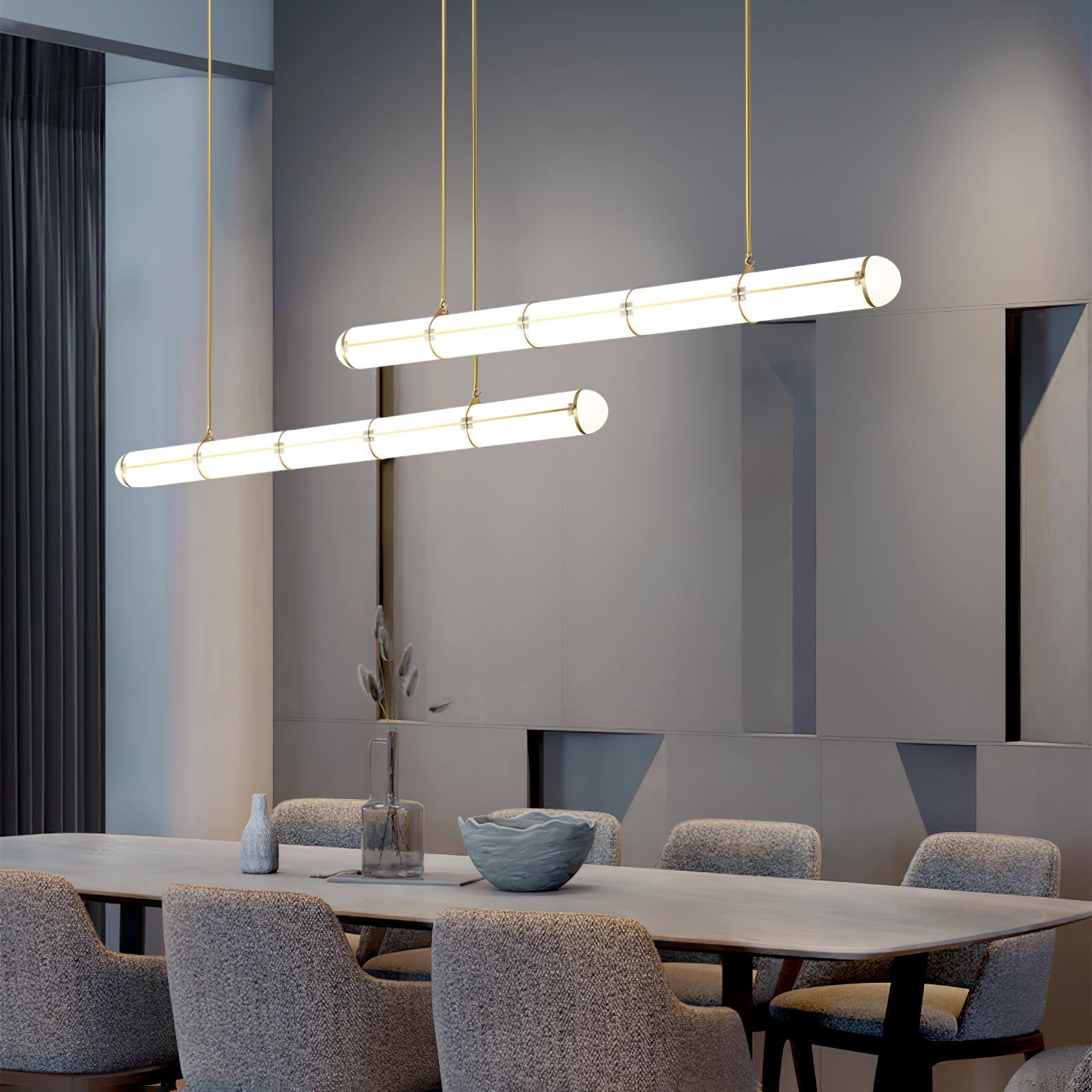 Endless Linear Cylinder Dimmable LED Pendant Light for Kitchen Islands