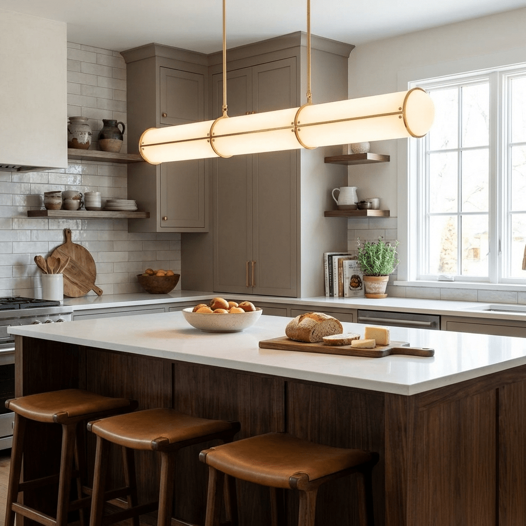 Endless Linear Cylinder Dimmable LED Pendant Light for Kitchen Islands