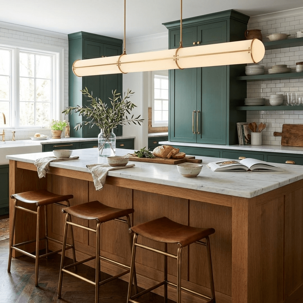 Endless Linear Cylinder Dimmable LED Pendant Light for Kitchen Islands