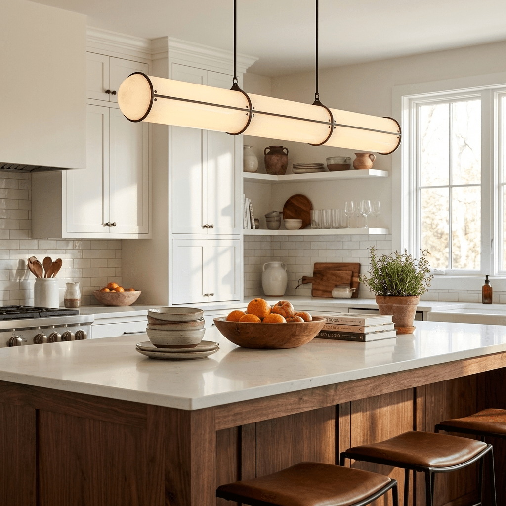 Endless Linear Cylinder Dimmable LED Pendant Light for Kitchen Islands