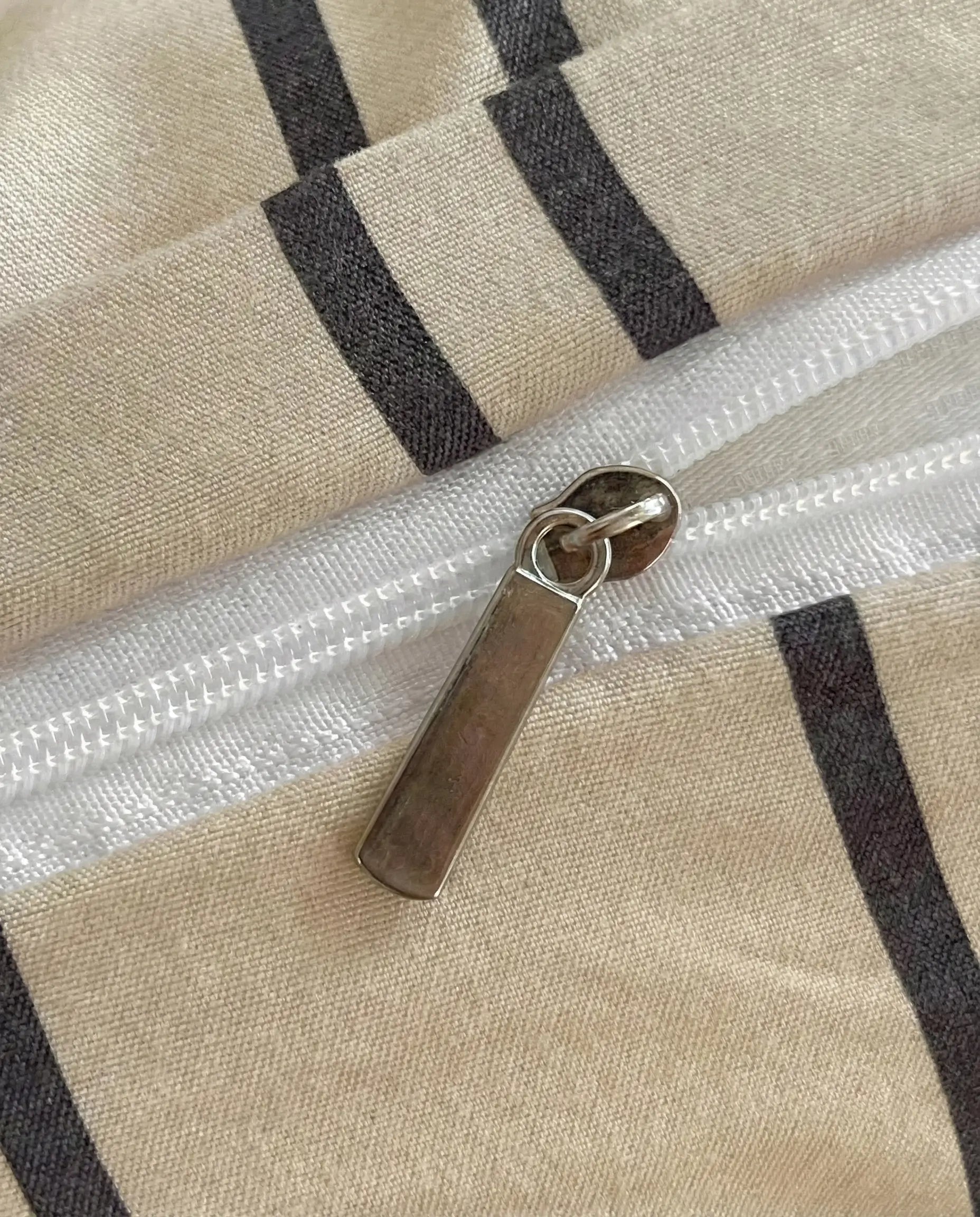 Wren Beige Pinstripe Cotton Duvet Cover Set for Queen and King Beds