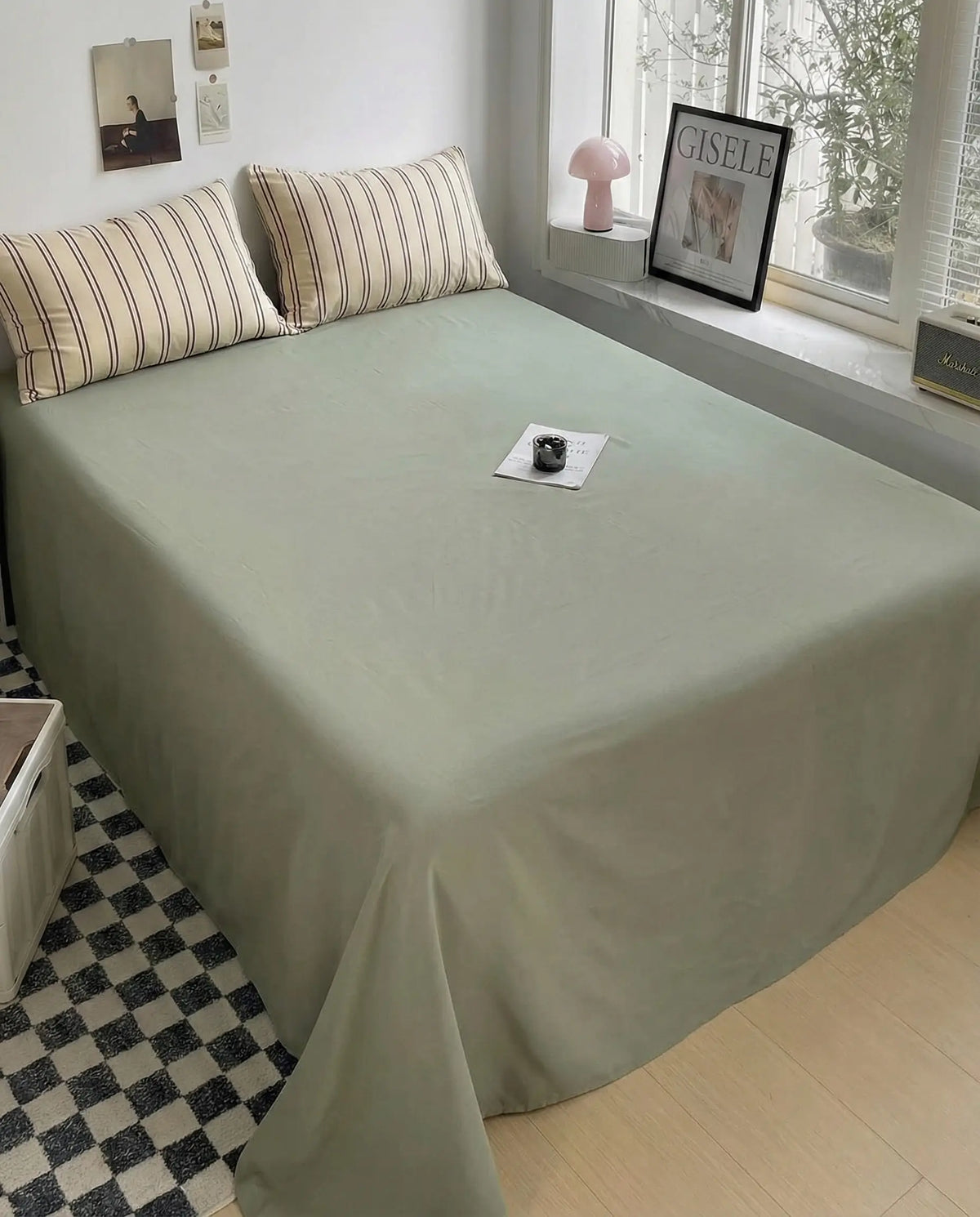 Wren Beige Pinstripe Cotton Duvet Cover Set for Queen and King Beds