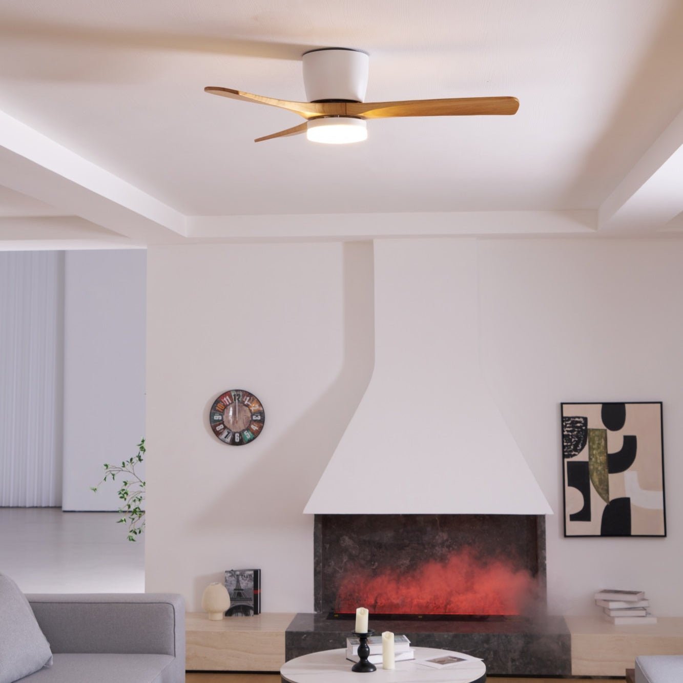 Kaze Solid Wood Quiet DC Ceiling Fan Light for Bedroom & Living Room