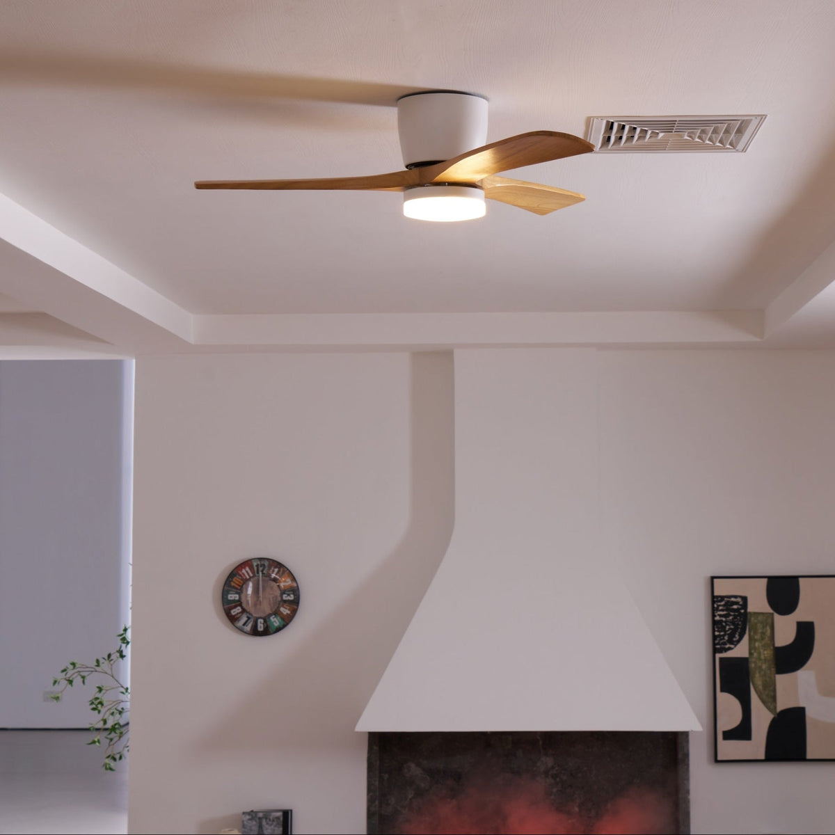 Kaze Solid Wood Quiet DC Ceiling Fan Light for Bedroom & Living Room