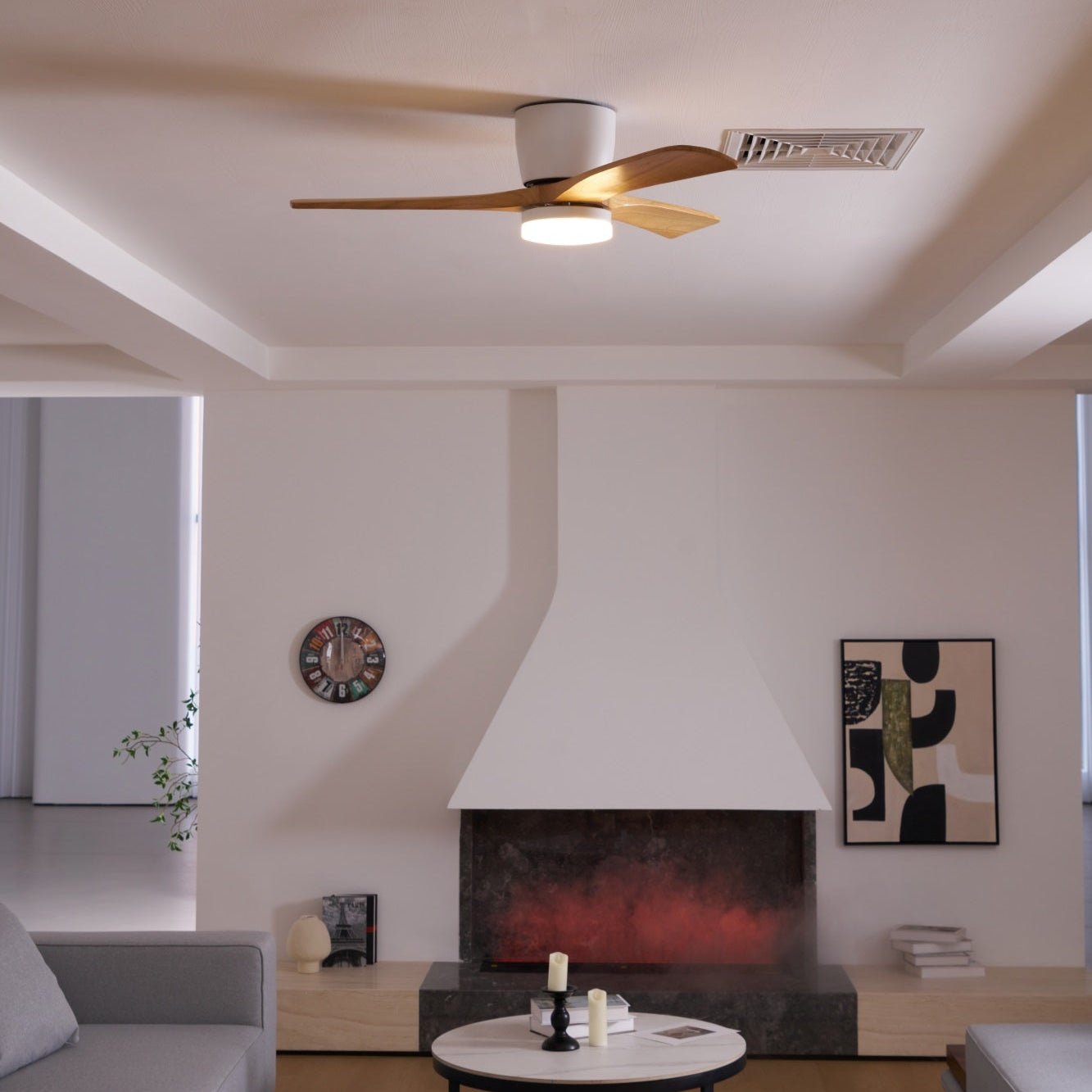 Kaze Solid Wood Quiet DC Ceiling Fan Light for Bedroom & Living Room