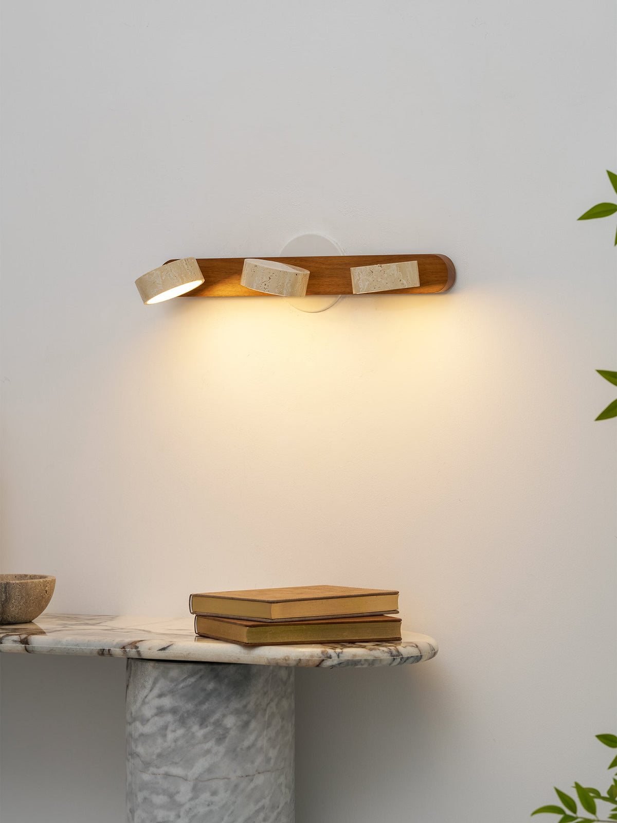 Ambra Natural Travertine Dimmable Wall Sconce for Bedroom & Hallway