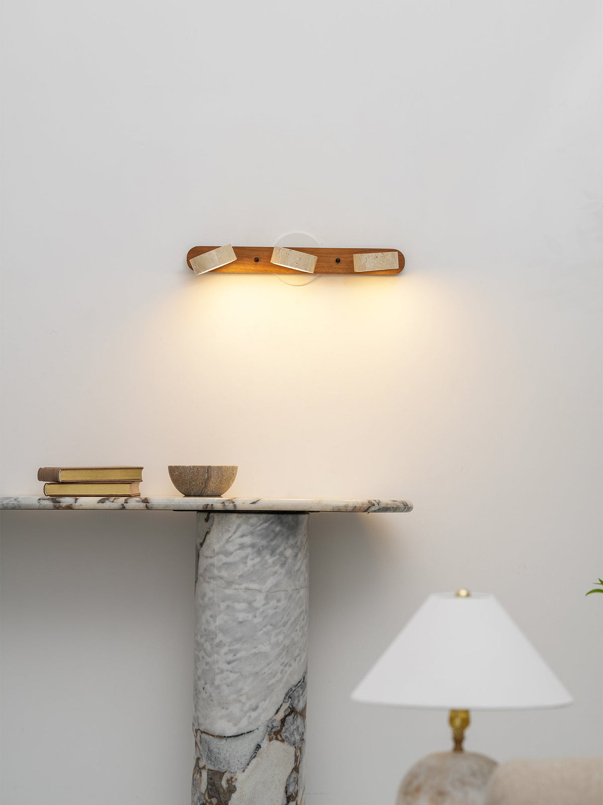 Ambra Natural Travertine Dimmable Wall Sconce for Bedroom & Hallway