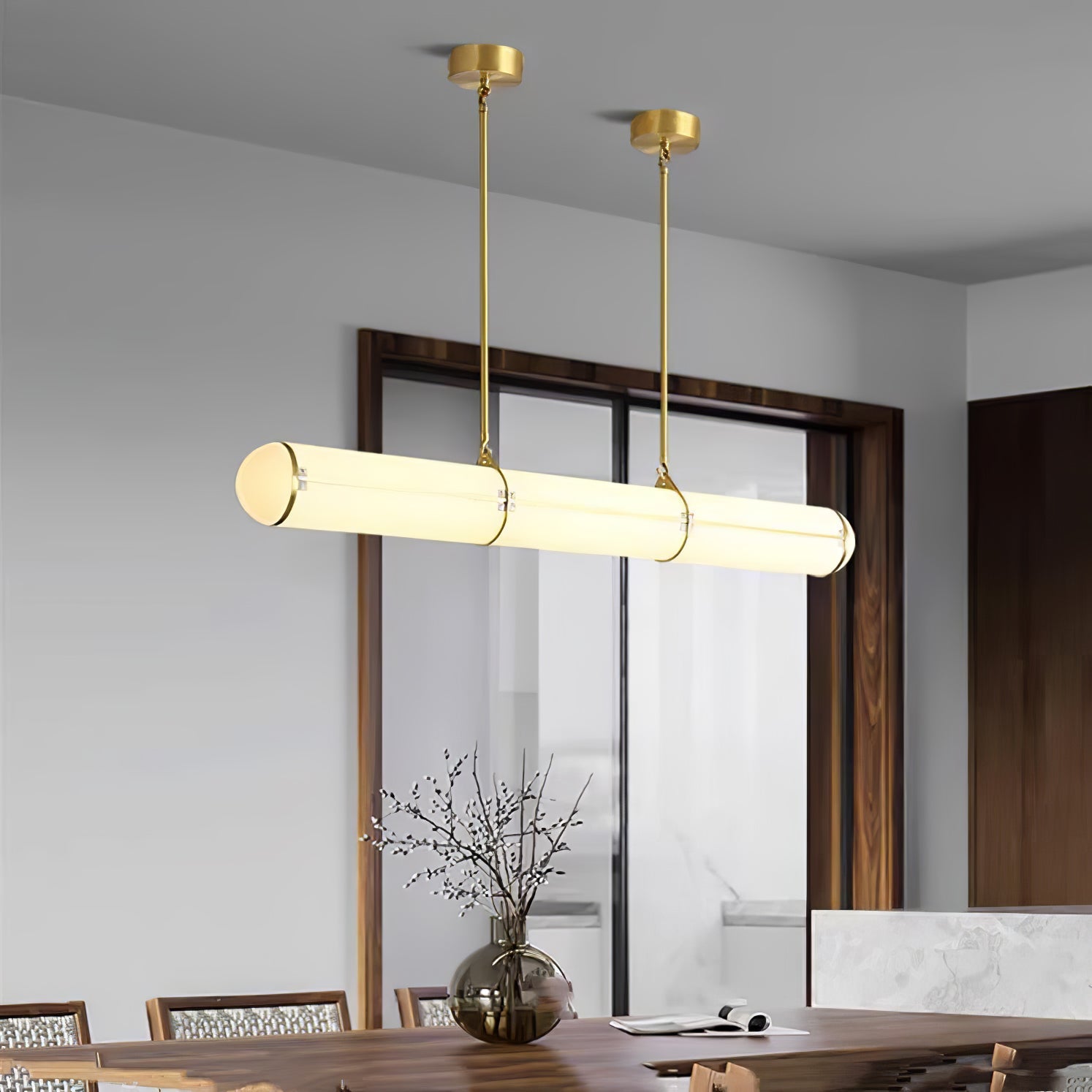 Endless Linear Cylinder Dimmable LED Pendant Light for Kitchen Islands