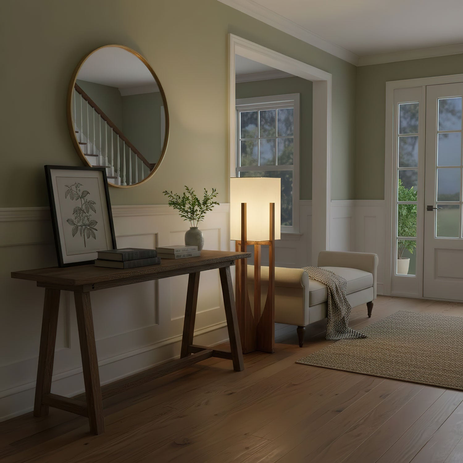 Haven Modern Farmhouse Wood Floor Lamp for Living Room & Bedroom