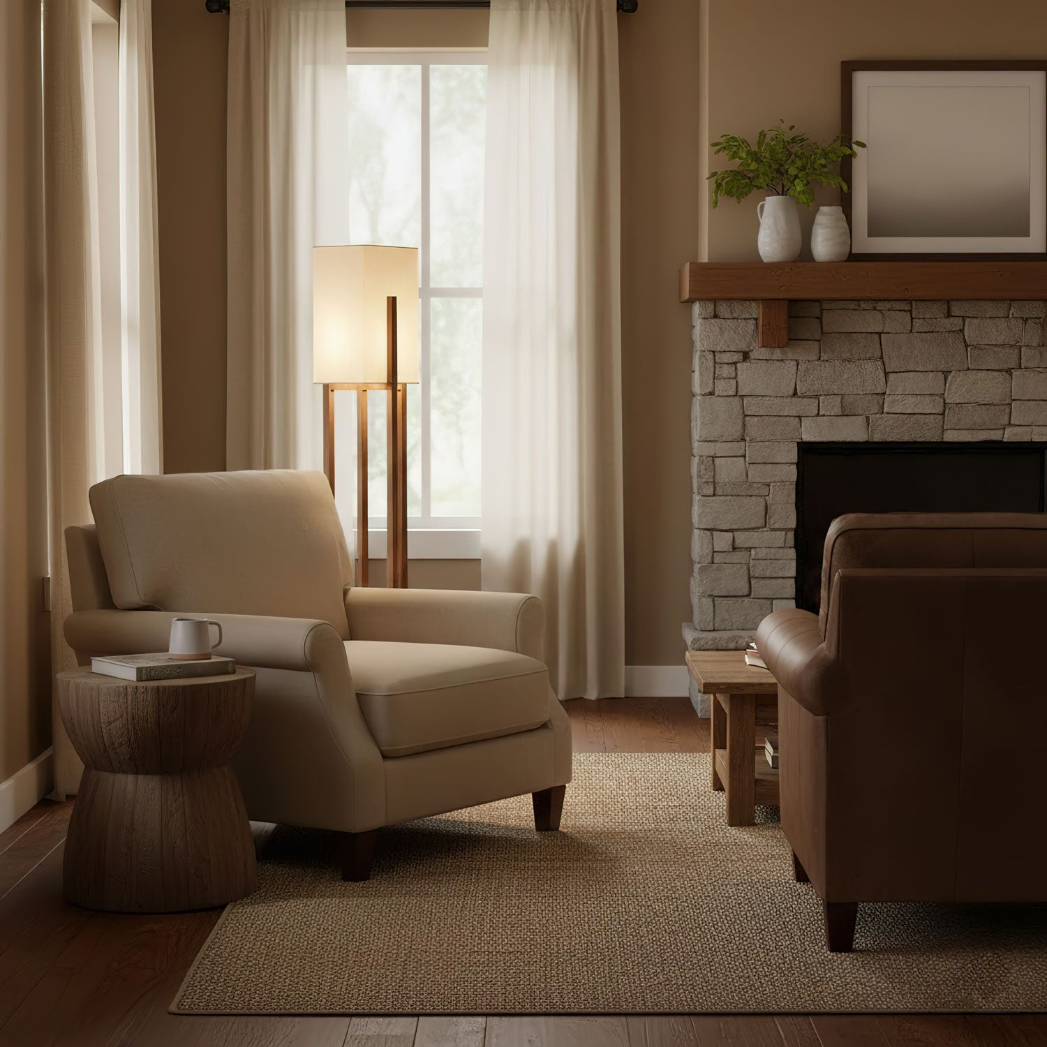 Haven Modern Farmhouse Wood Floor Lamp for Living Room & Bedroom