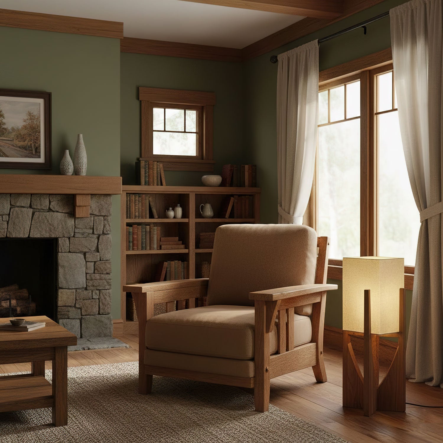 Haven Modern Farmhouse Wood Floor Lamp for Living Room & Bedroom