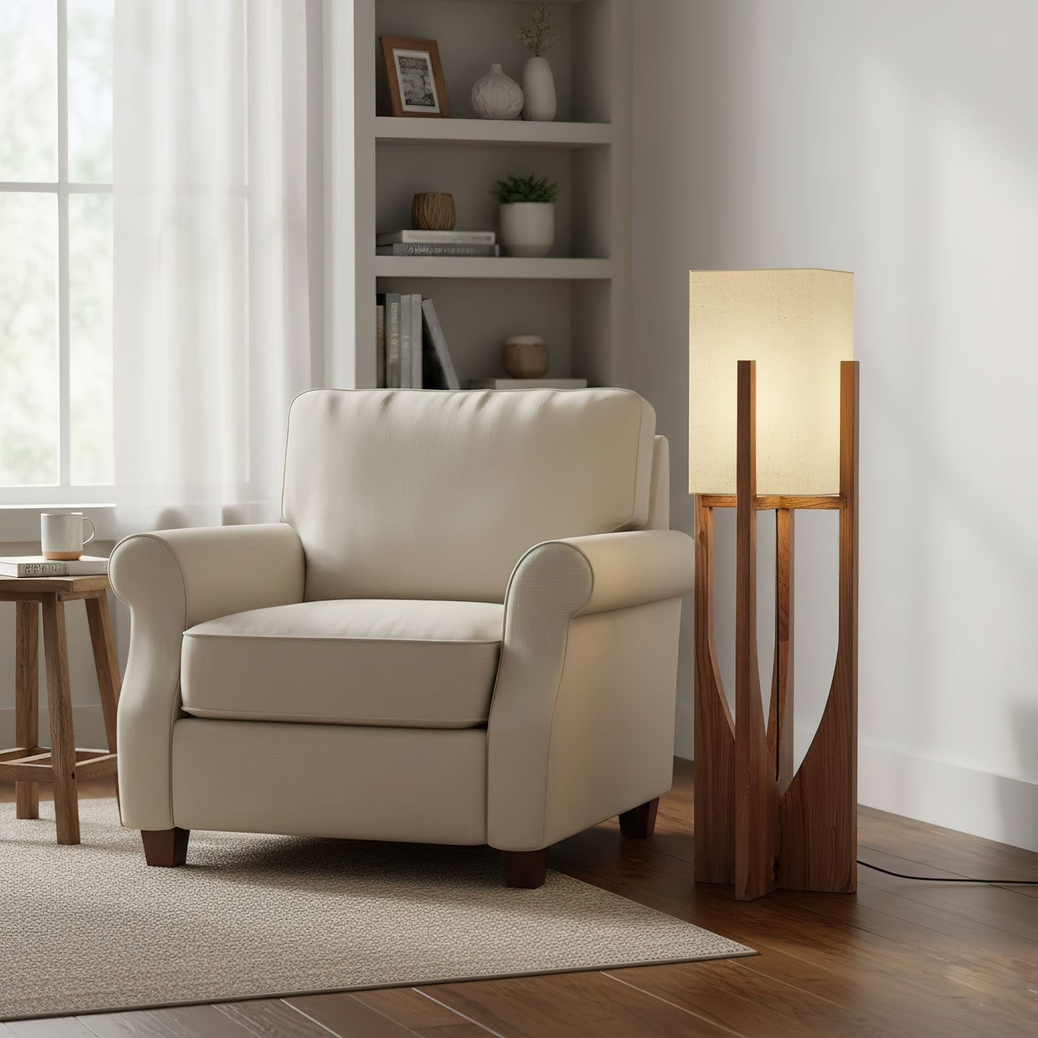 Haven Modern Farmhouse Wood Floor Lamp for Living Room & Bedroom