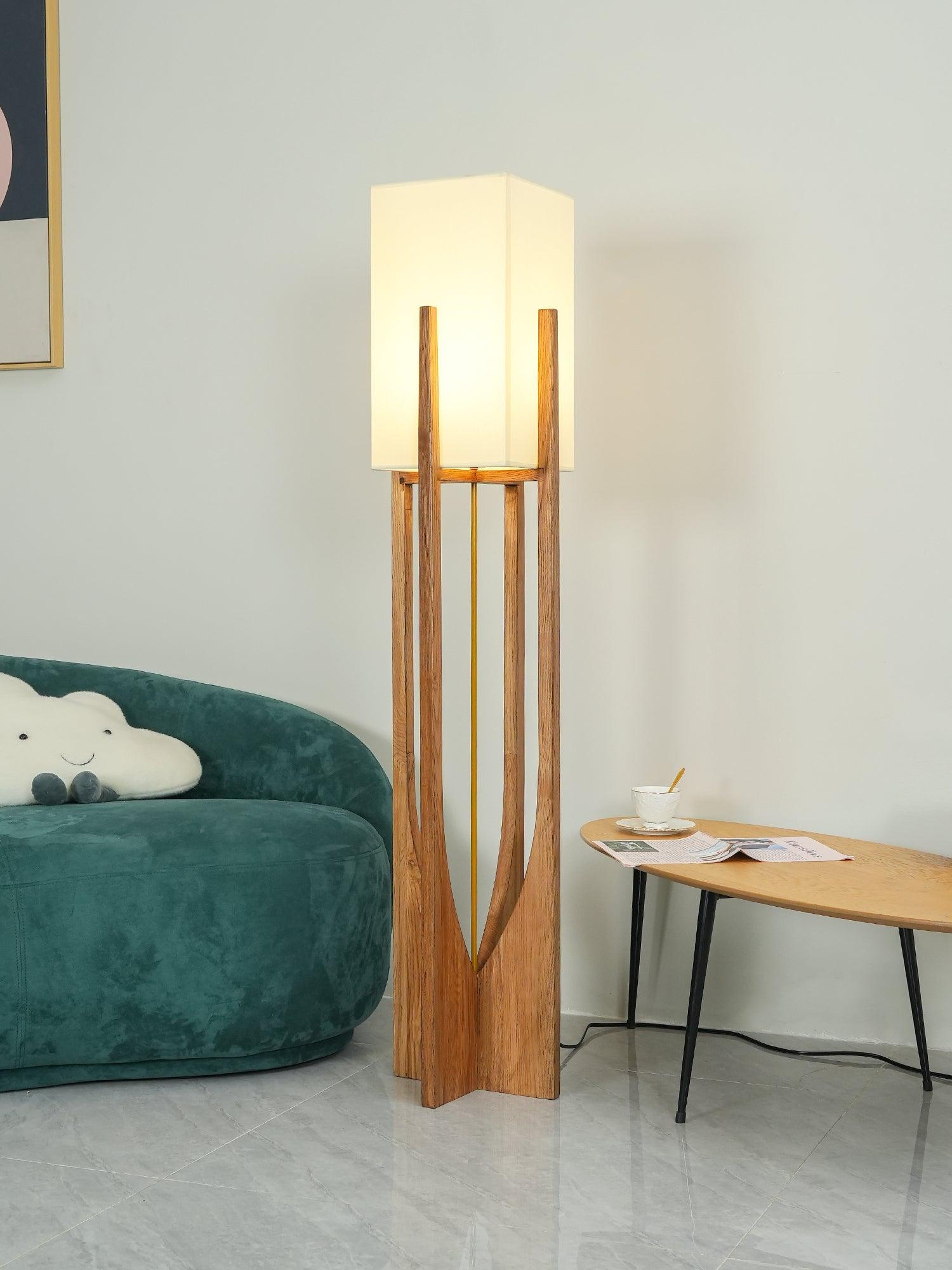 Haven Modern Farmhouse Wood Floor Lamp for Living Room & Bedroom