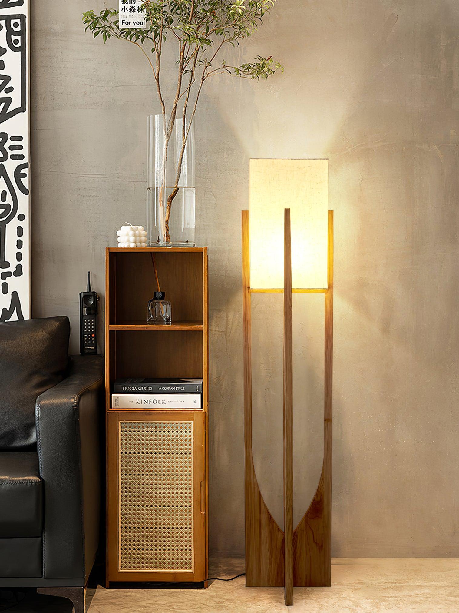 Haven Modern Farmhouse Wood Floor Lamp for Living Room & Bedroom