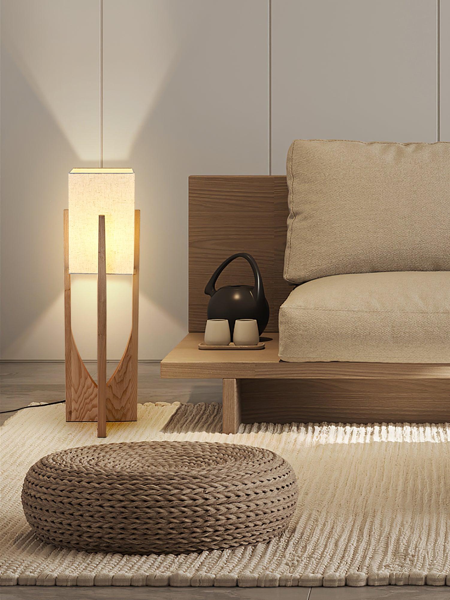 Haven Modern Farmhouse Wood Floor Lamp for Living Room & Bedroom