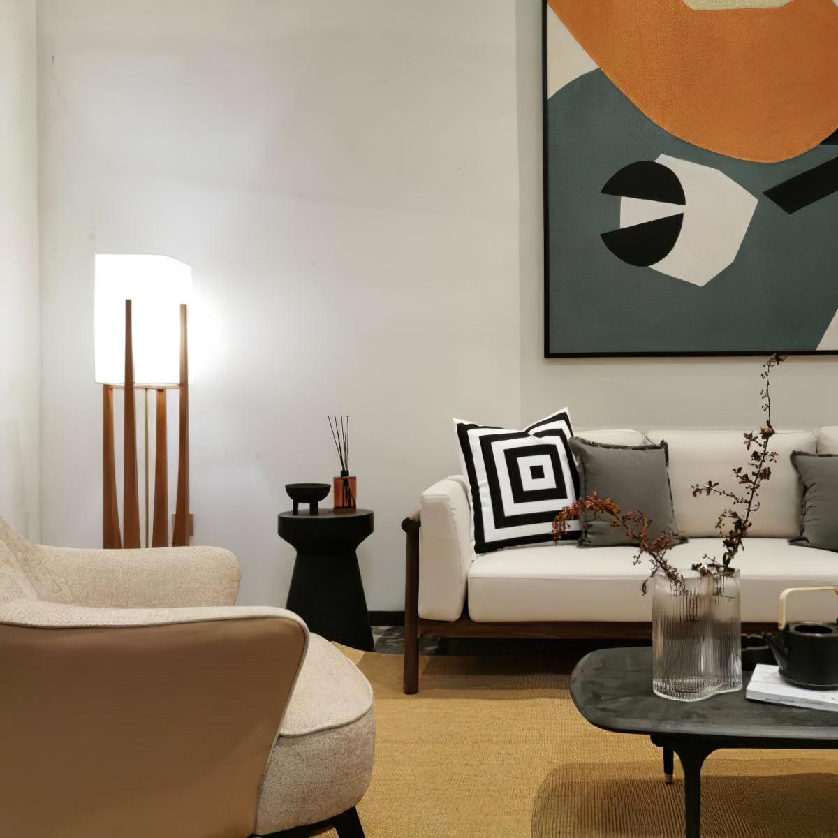 Haven Modern Farmhouse Wood Floor Lamp for Living Room & Bedroom