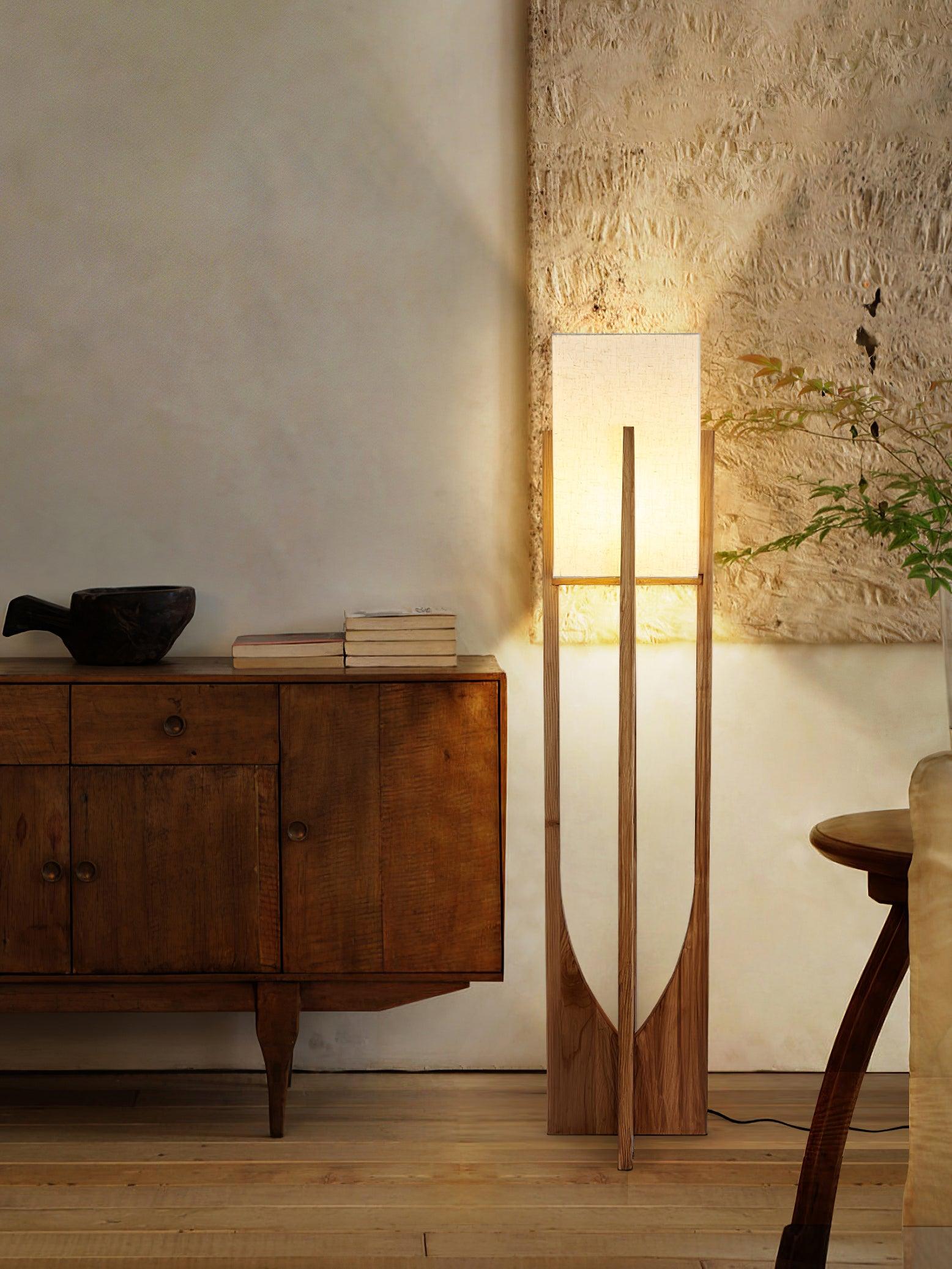 Haven Modern Farmhouse Wood Floor Lamp for Living Room & Bedroom