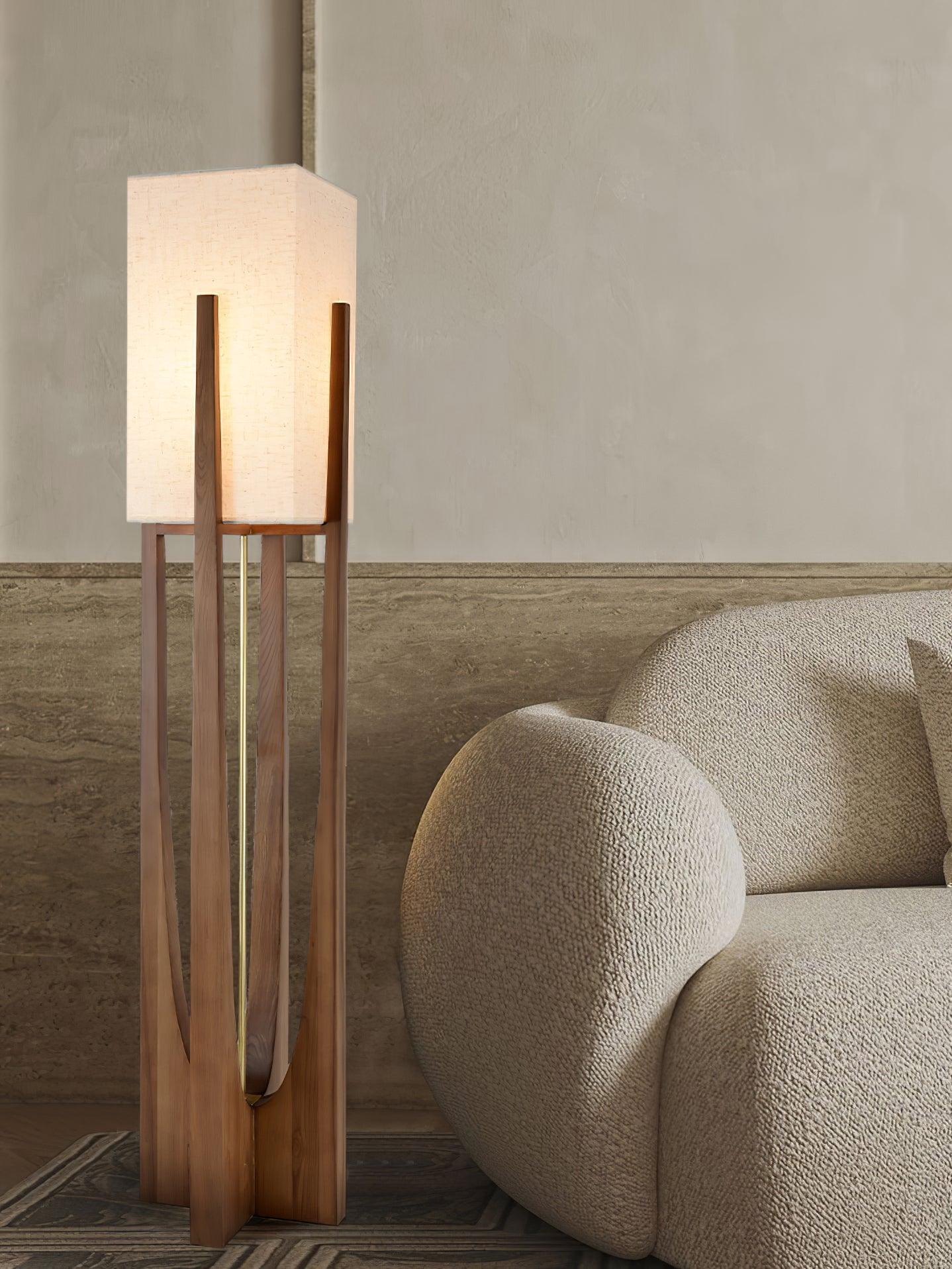 Haven Modern Farmhouse Wood Floor Lamp for Living Room & Bedroom