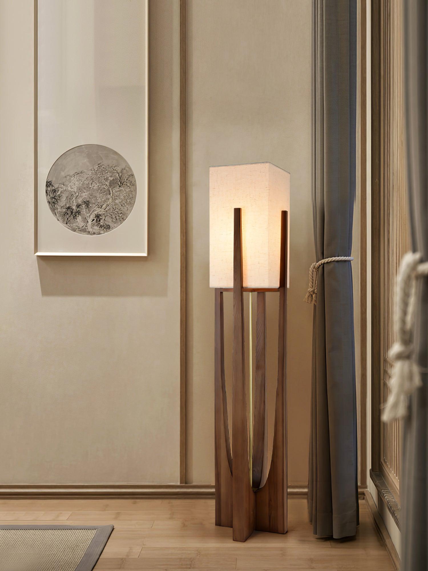 Haven Modern Farmhouse Wood Floor Lamp for Living Room & Bedroom