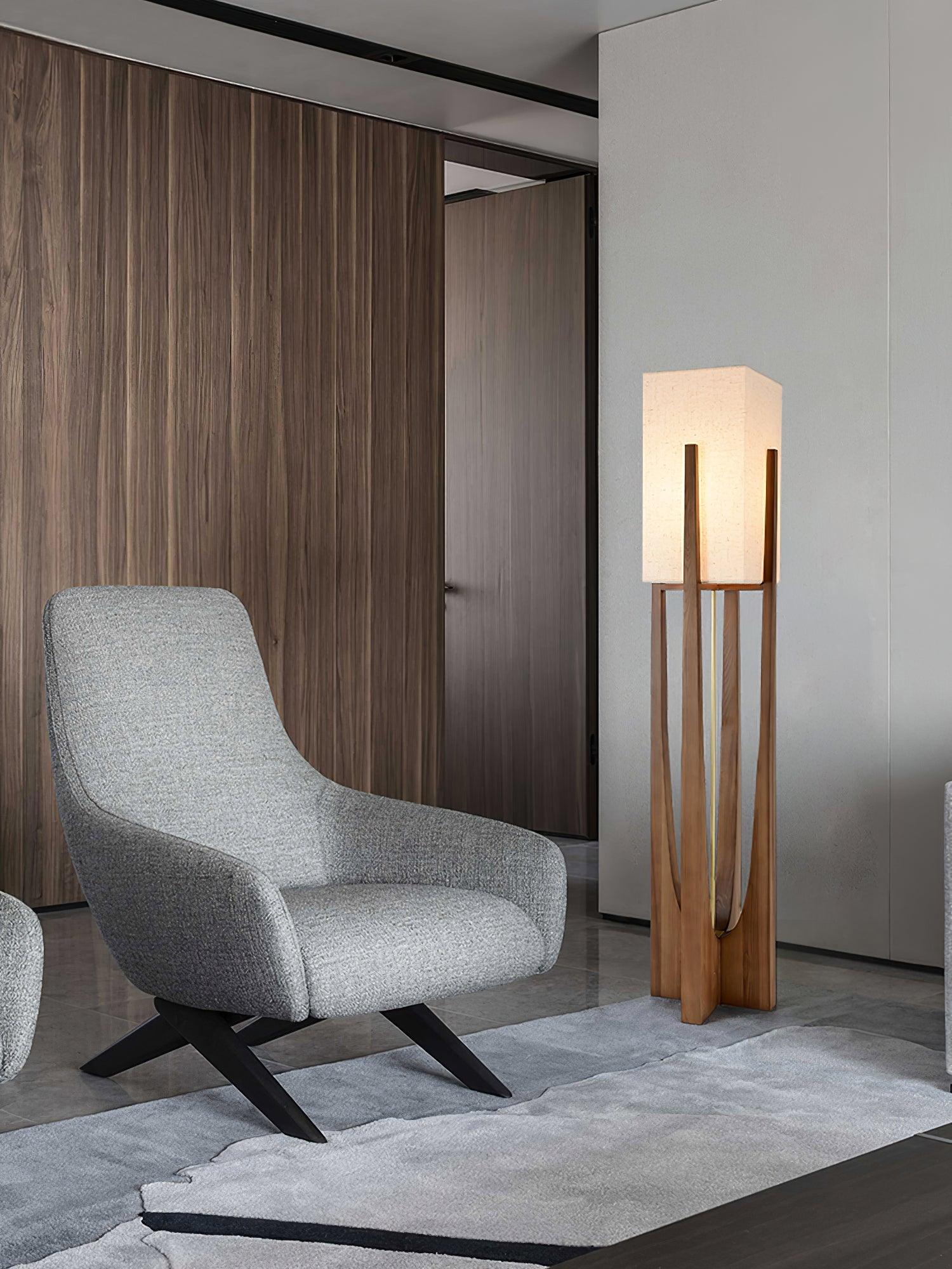 Haven Modern Farmhouse Wood Floor Lamp for Living Room & Bedroom