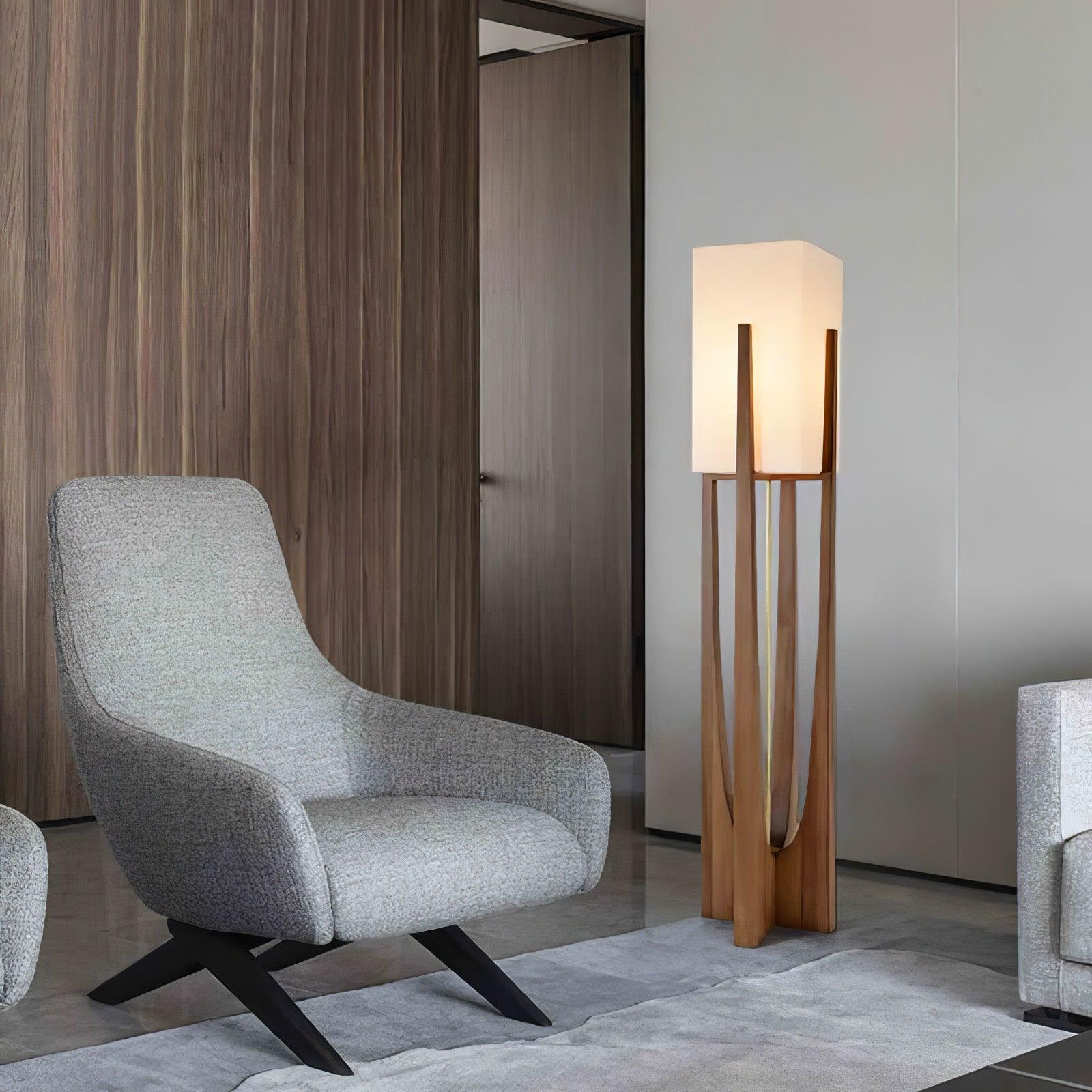 Haven Modern Farmhouse Wood Floor Lamp for Living Room & Bedroom