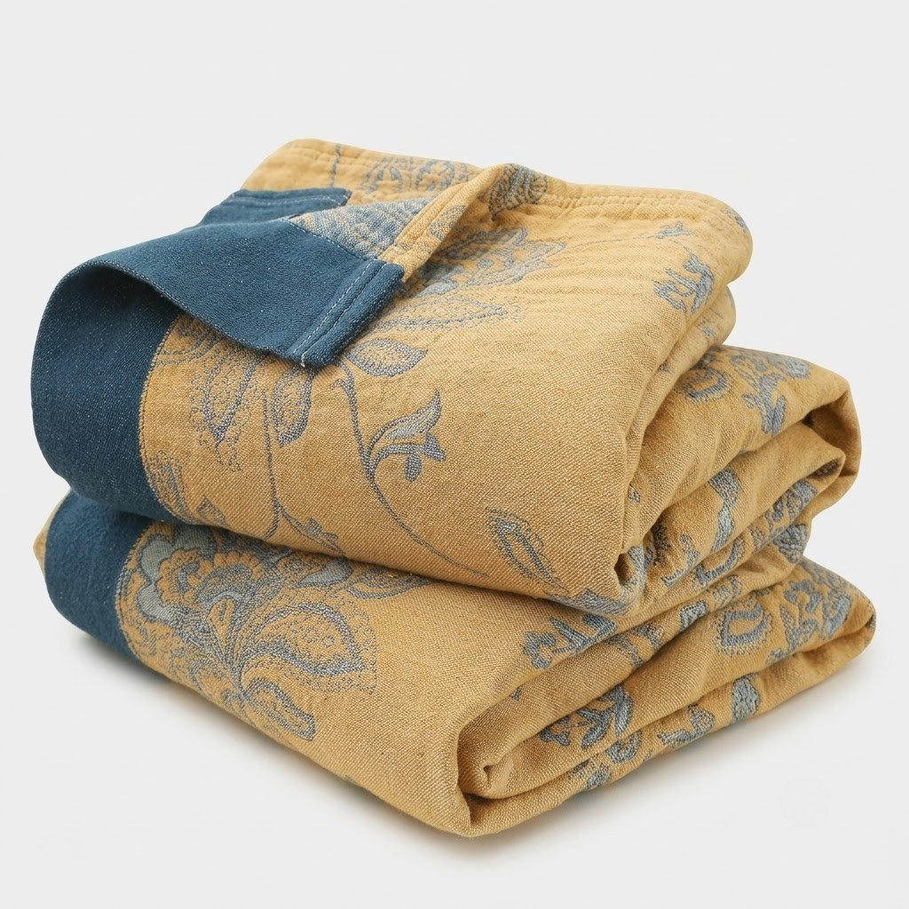 Velo Five-Layer Floral Muslin Gauze Throw for Bedroom & Living Room