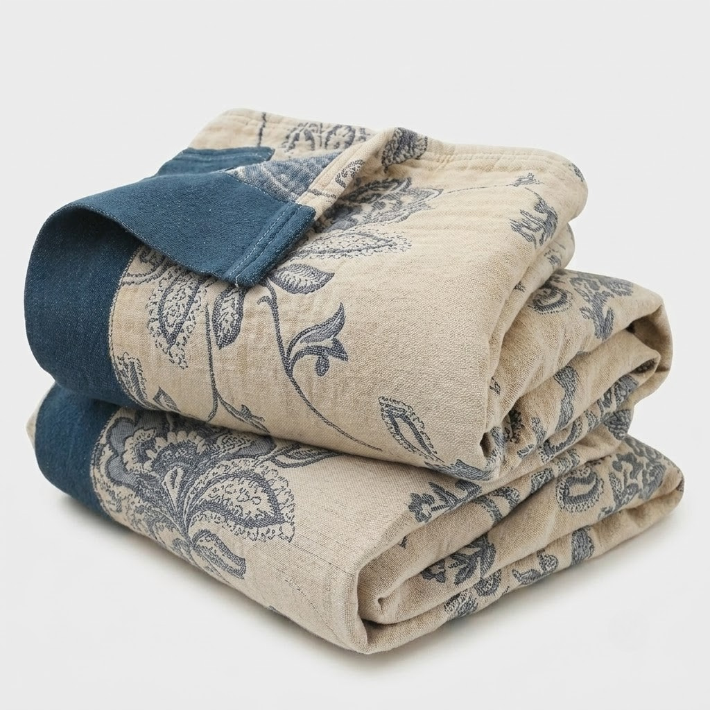 Velo Five-Layer Floral Muslin Gauze Throw for Bedroom & Living Room