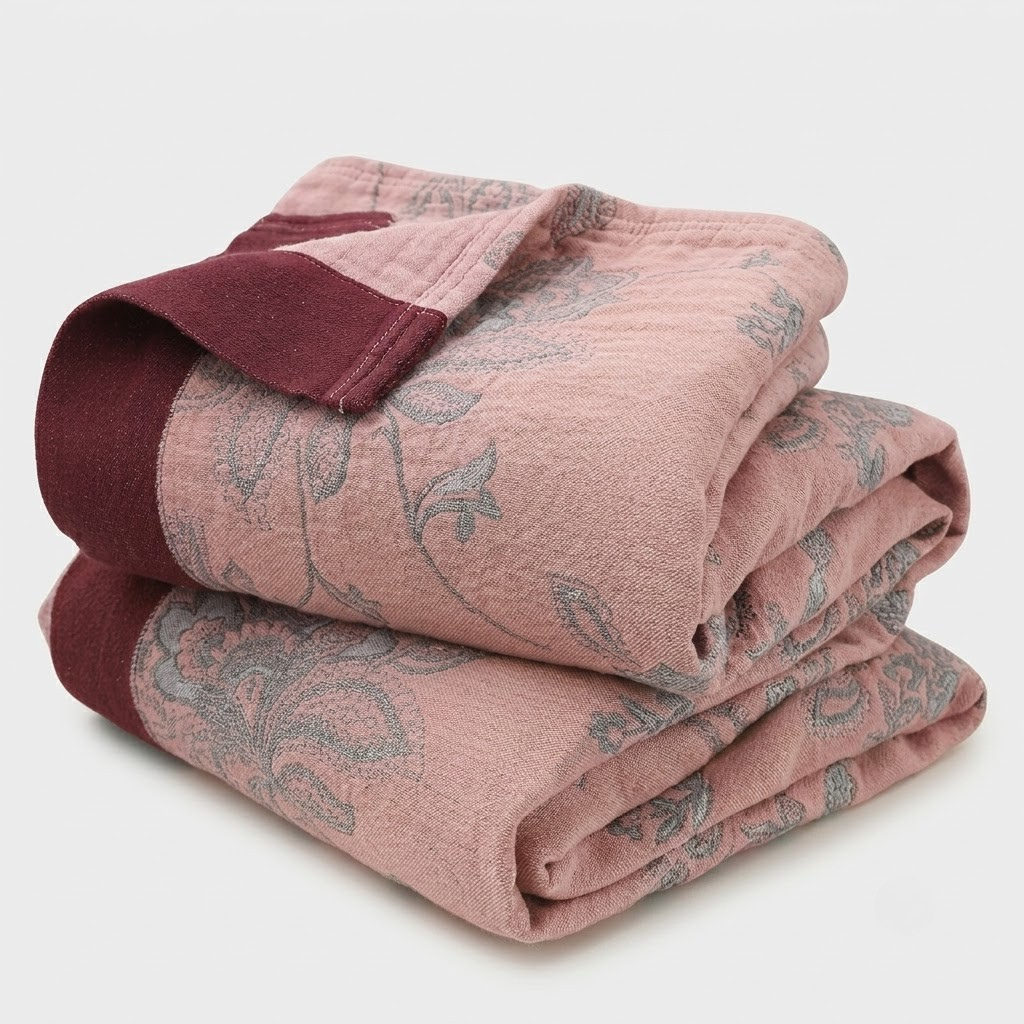 Velo Five-Layer Floral Muslin Gauze Throw for Bedroom & Living Room