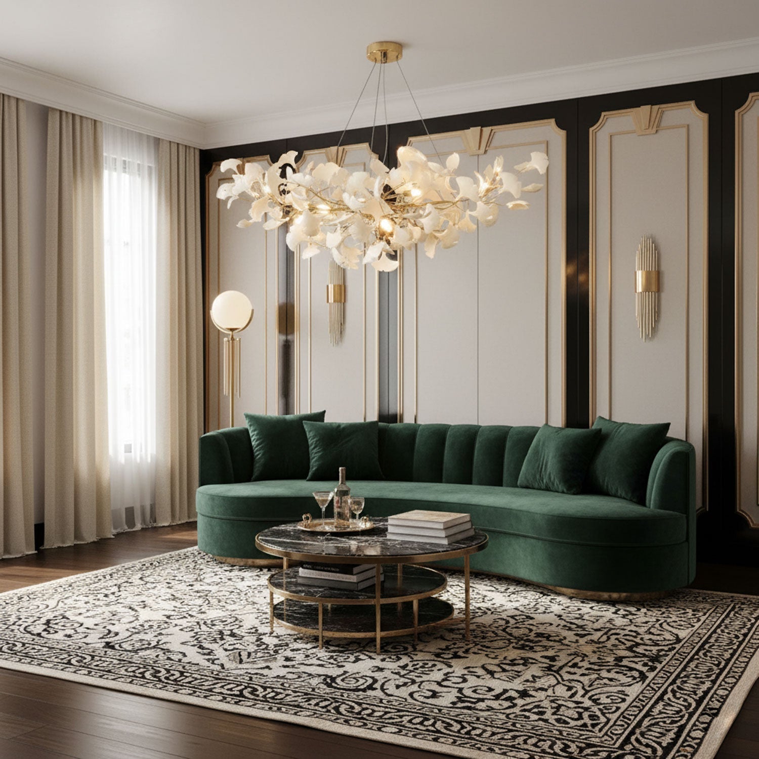 Icho Handcrafted Porcelain Ginkgo Chandelier for Dining & Living Room