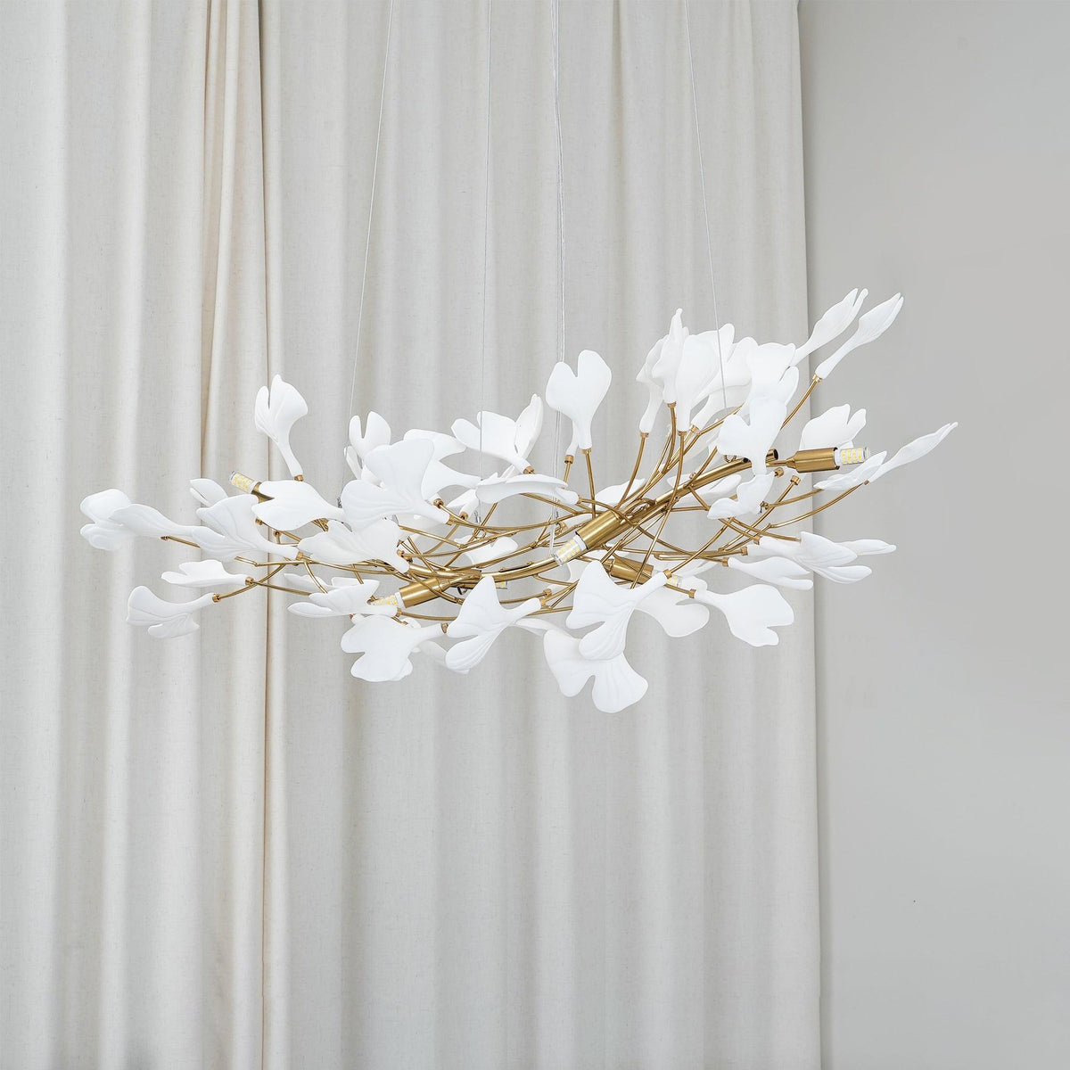Icho Handcrafted Porcelain Ginkgo Chandelier for Dining & Living Room