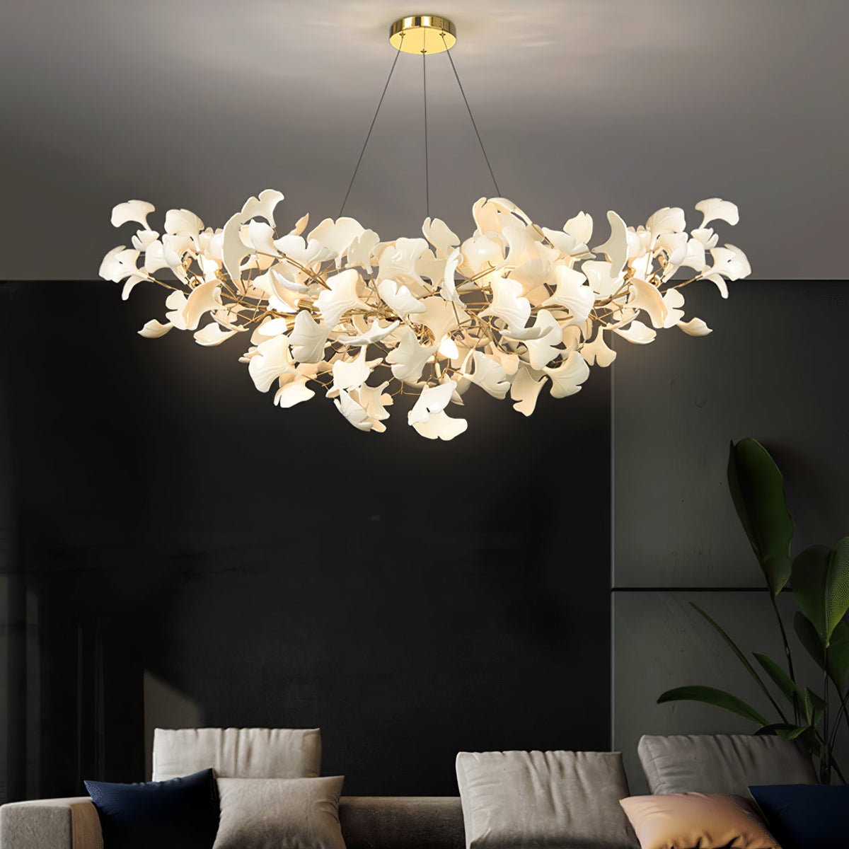 Icho Handcrafted Porcelain Ginkgo Chandelier for Dining & Living Room