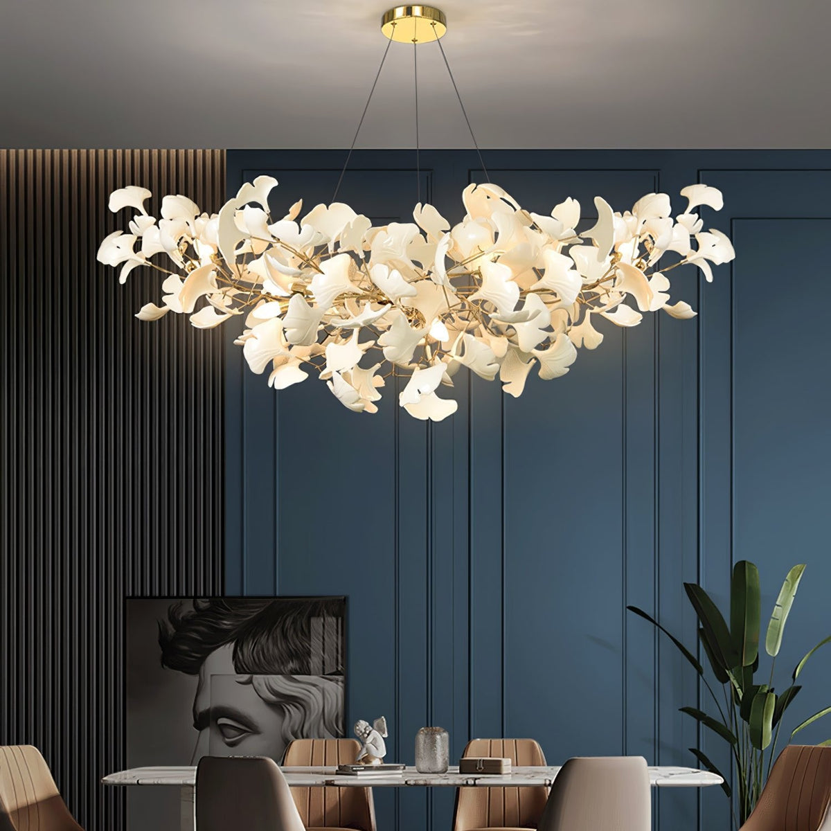 Icho Handcrafted Porcelain Ginkgo Chandelier for Dining & Living Room