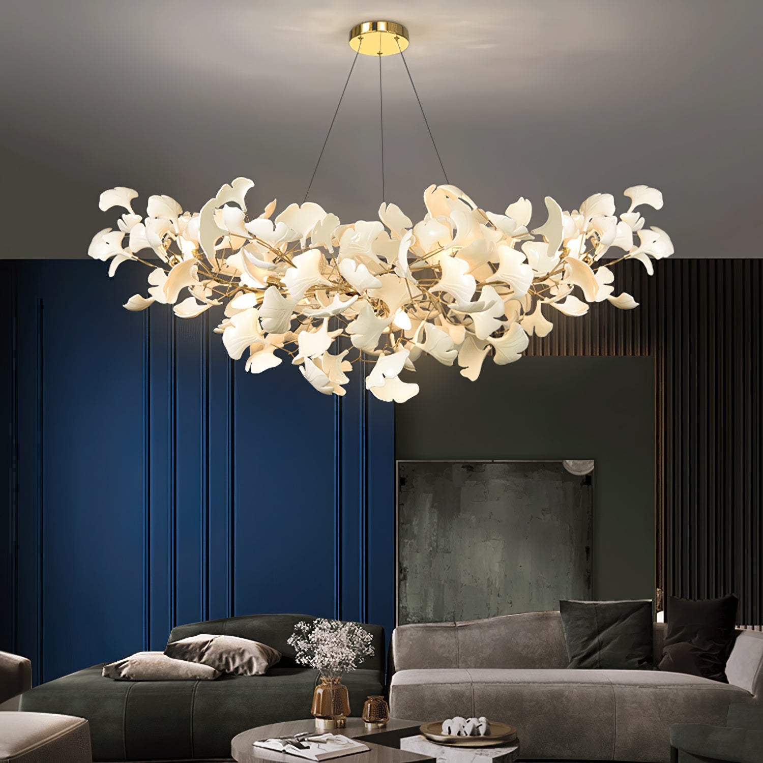 Icho Handcrafted Porcelain Ginkgo Chandelier for Dining & Living Room