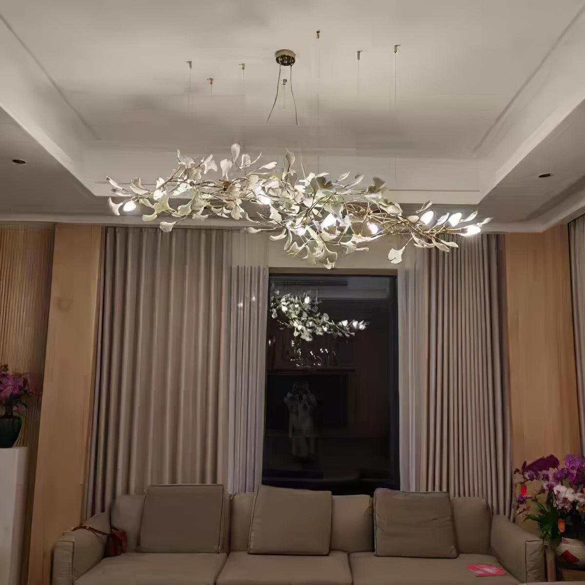 Icho Handcrafted Porcelain Ginkgo Chandelier for Dining & Living Room