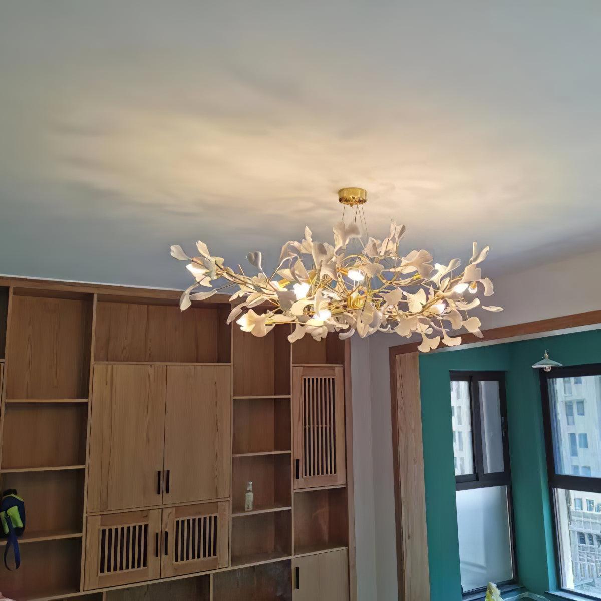 Icho Handcrafted Porcelain Ginkgo Chandelier for Dining & Living Room