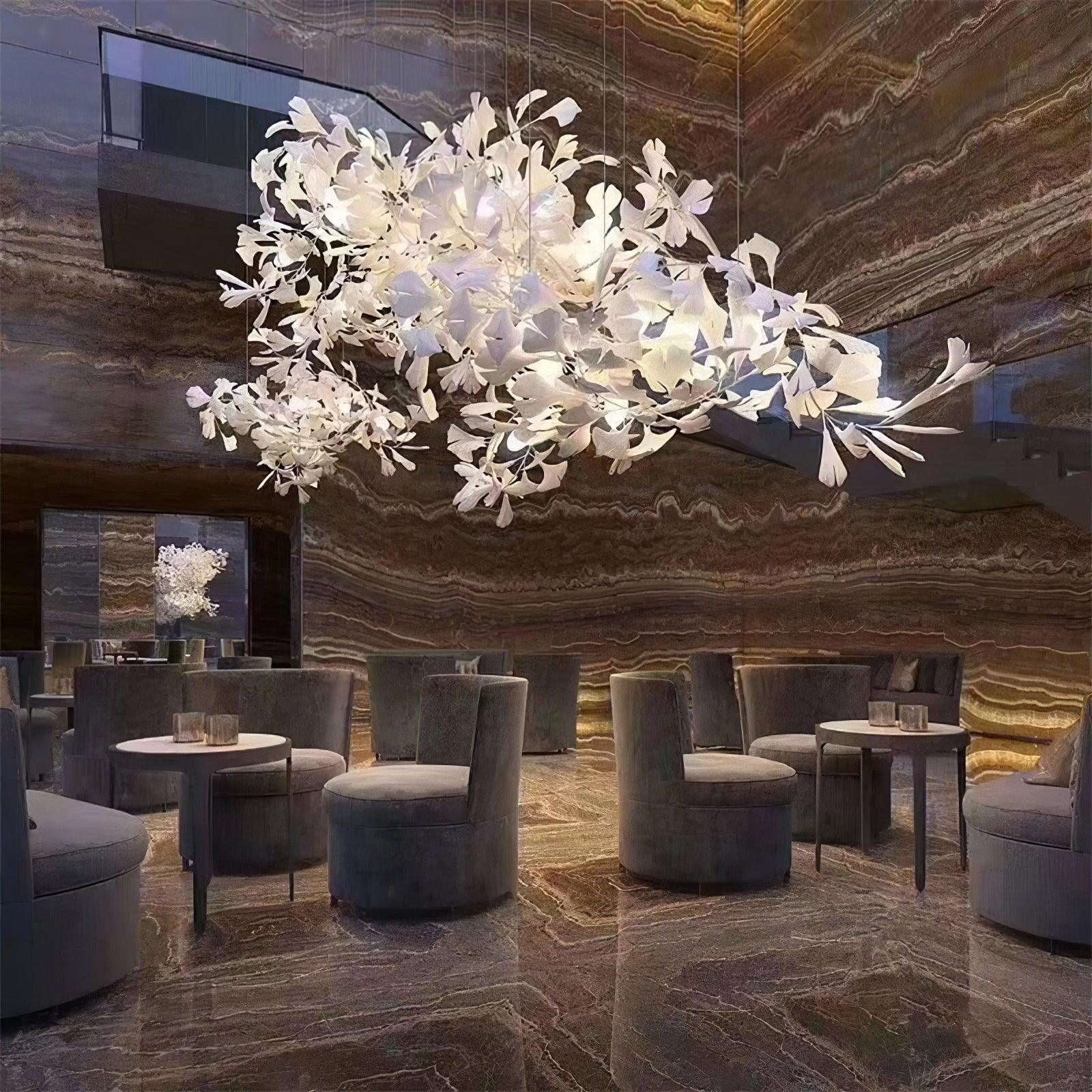 Icho Handcrafted Porcelain Ginkgo Chandelier for Dining & Living Room
