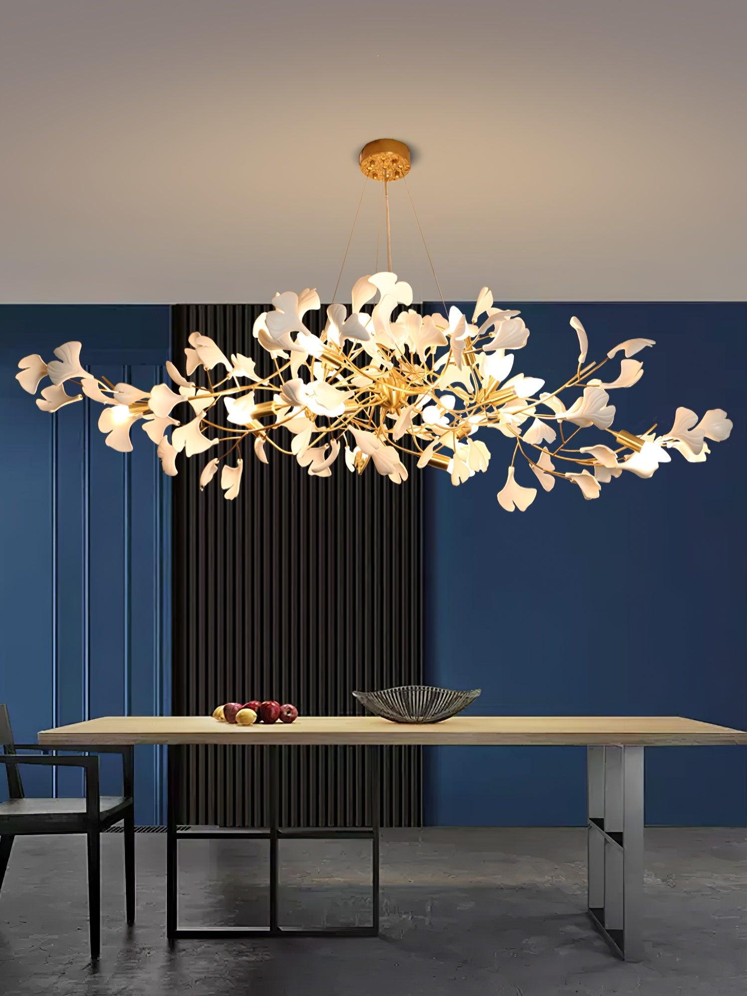 Icho Handcrafted Porcelain Ginkgo Chandelier for Dining & Living Room