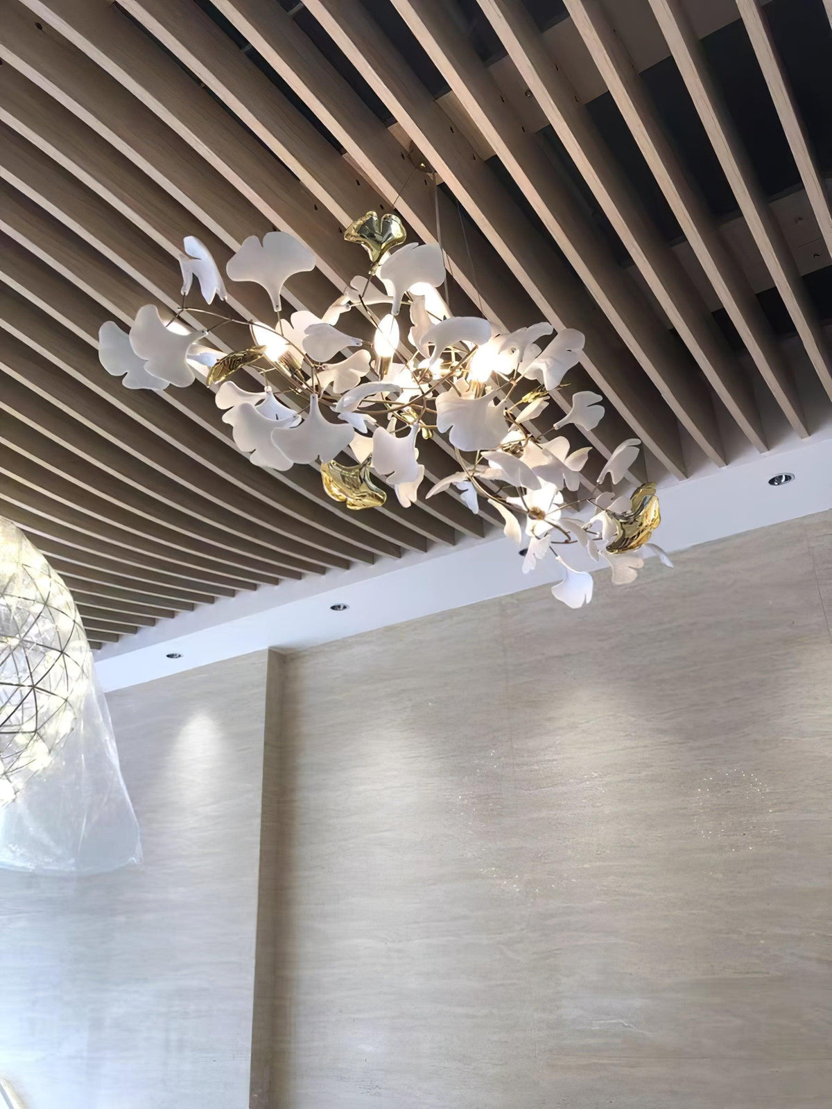 Icho Handcrafted Porcelain Ginkgo Chandelier for Dining & Living Room