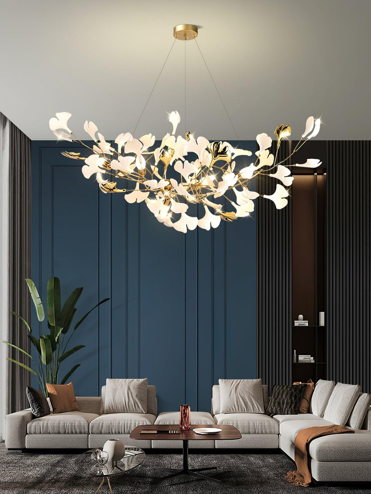 Icho Handcrafted Porcelain Ginkgo Chandelier for Dining & Living Room