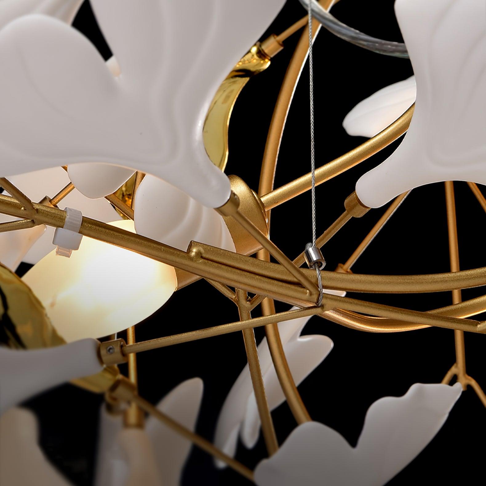 Icho Handcrafted Porcelain Ginkgo Chandelier for Dining & Living Room