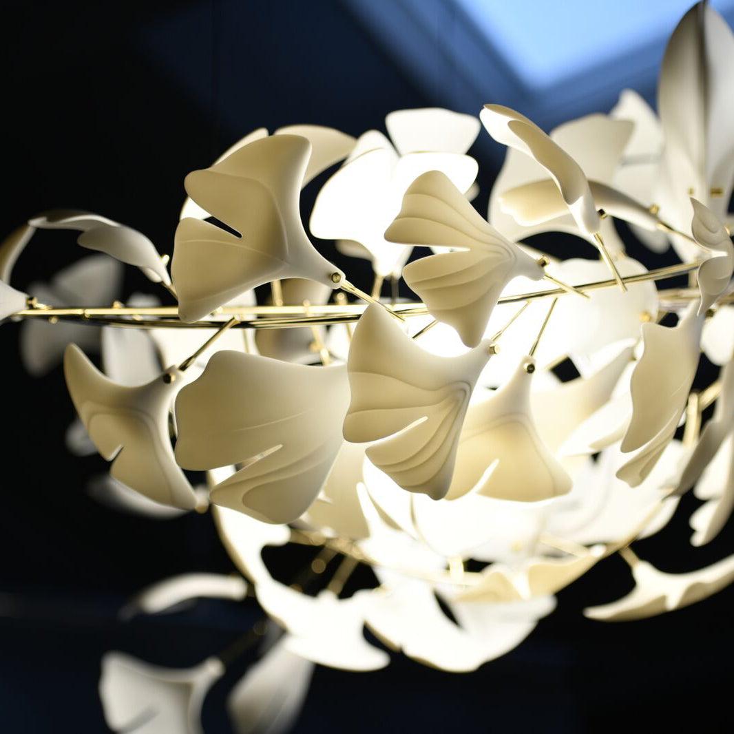Icho Handcrafted Porcelain Ginkgo Chandelier for Dining & Living Room