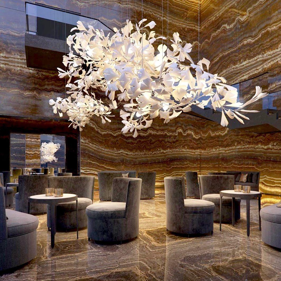 Icho Handcrafted Porcelain Ginkgo Chandelier for Dining & Living Room