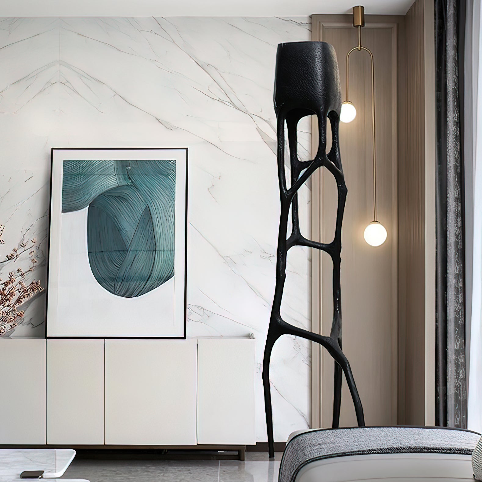 Vesper Gothic Sculptural Statement Floor Lamp for Bedroom Living Room